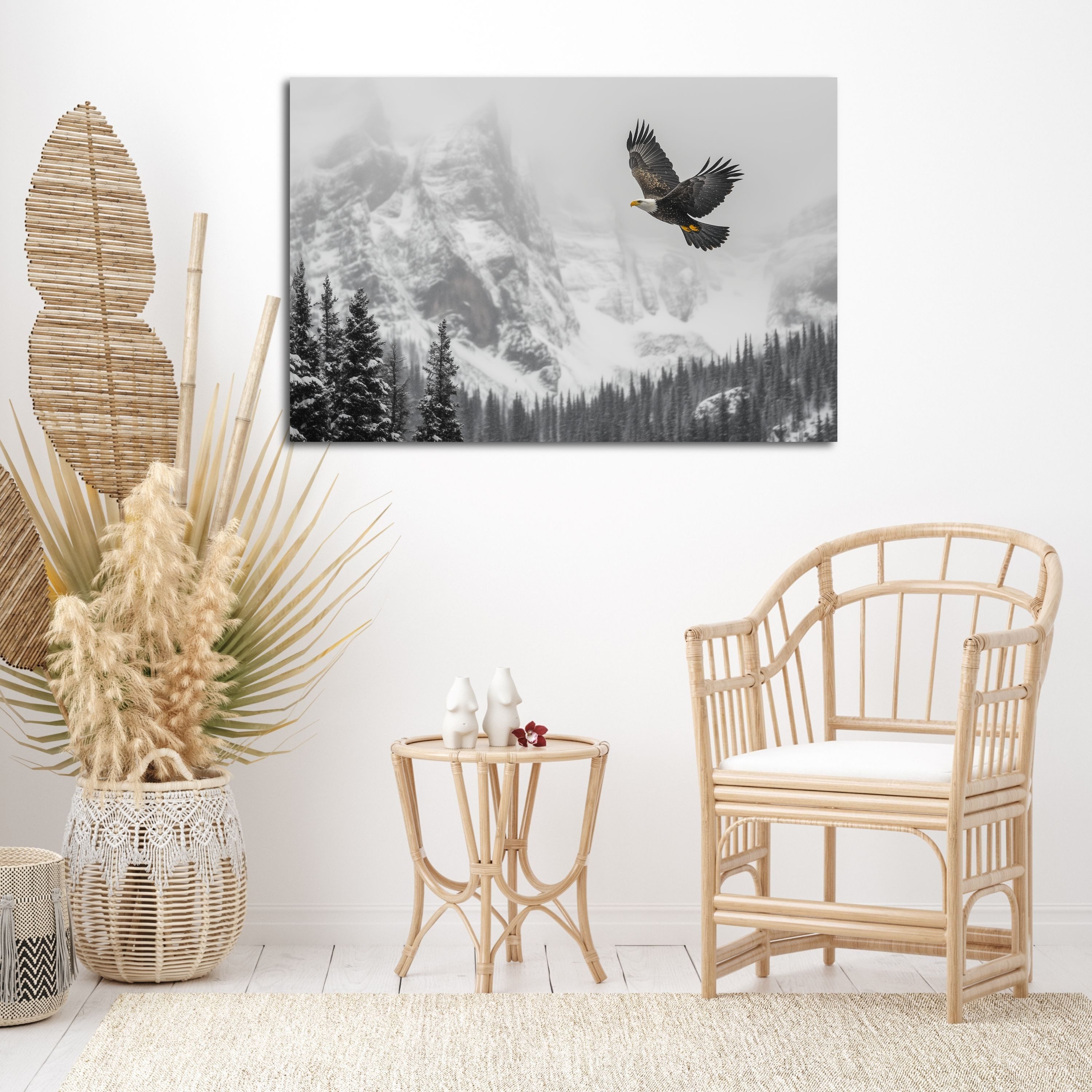 DARO Design Leinwandbild Modern Abstrakt Wandbilder XXL Wandbild Wand Deko Leinwand Bilder, (Adler - Bild groß Wohnzimmer Schlafzimmer Küche Esszimmer Einteilig Querformat Fotodruck Leinwände Wanddeko Abstrakte Kunst Boho), 30x20cm