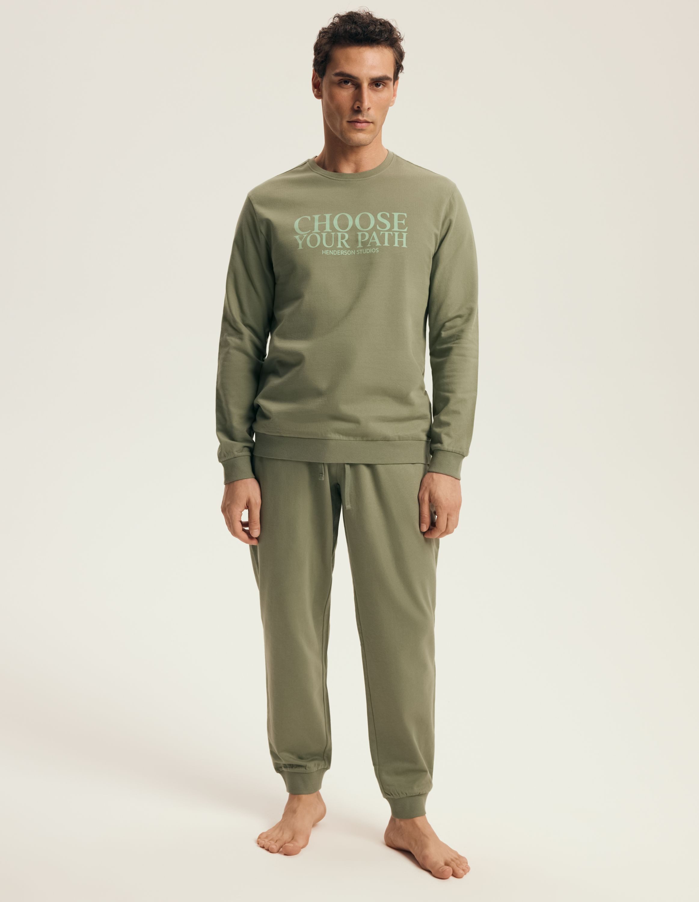 Henderson Hausanzug Hausanzug Loungewear Set Baumwolle Pullover & Jogginghosen Your (Rundhals-Pullover & Jogginghosen, 2 tlg)