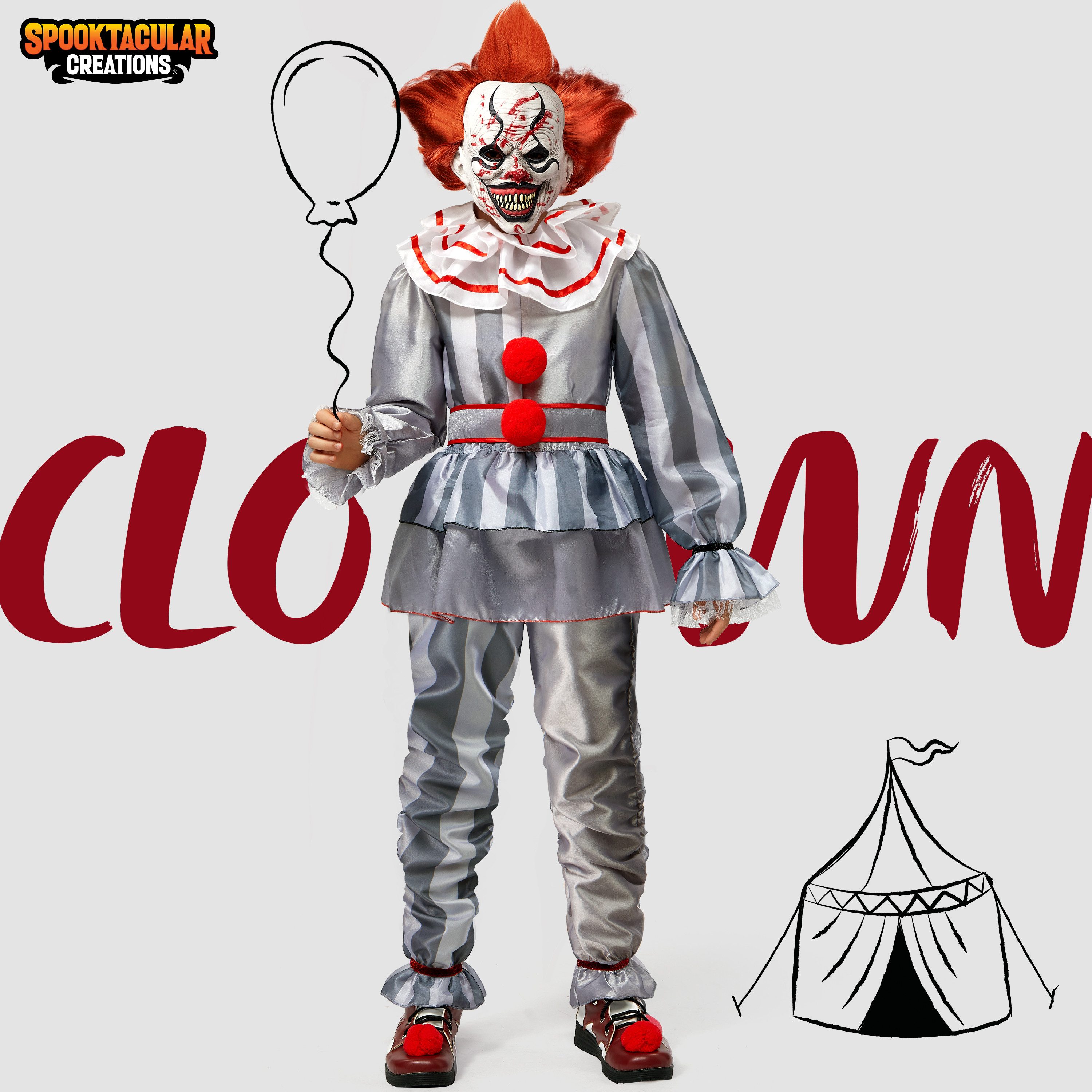 Spooktacular Creations Clown-Kostüm Spooktacular Creations Killer Clown, Jungen Halloween