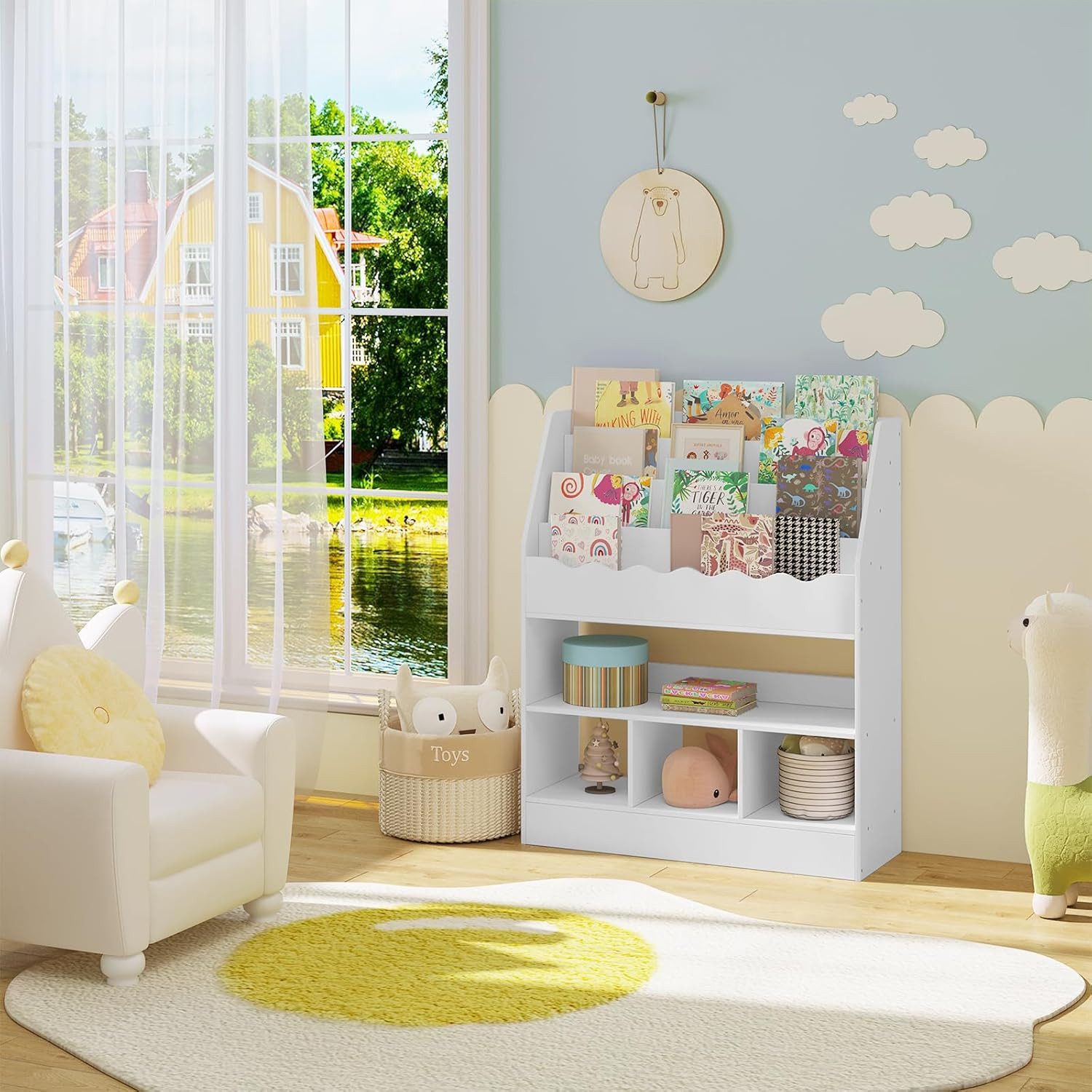 Woltu Kinderregal, 1-tlg., weißes Bücherregal Montessori, günstig online kaufen