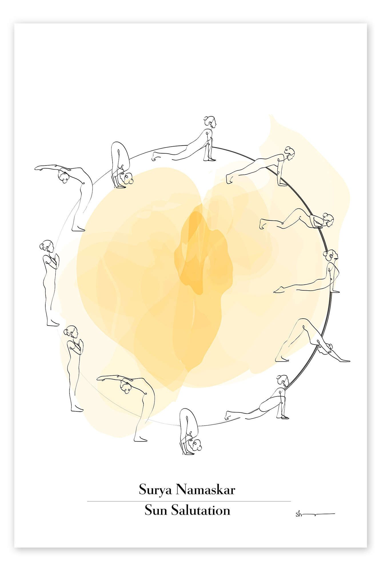 Posterlounge Wandbild Surya Namskar - Sonnengruß I, Yoga In Art, erhältlich als Poster, Leinwandbild, Wandsticker oder Acrylglasbild