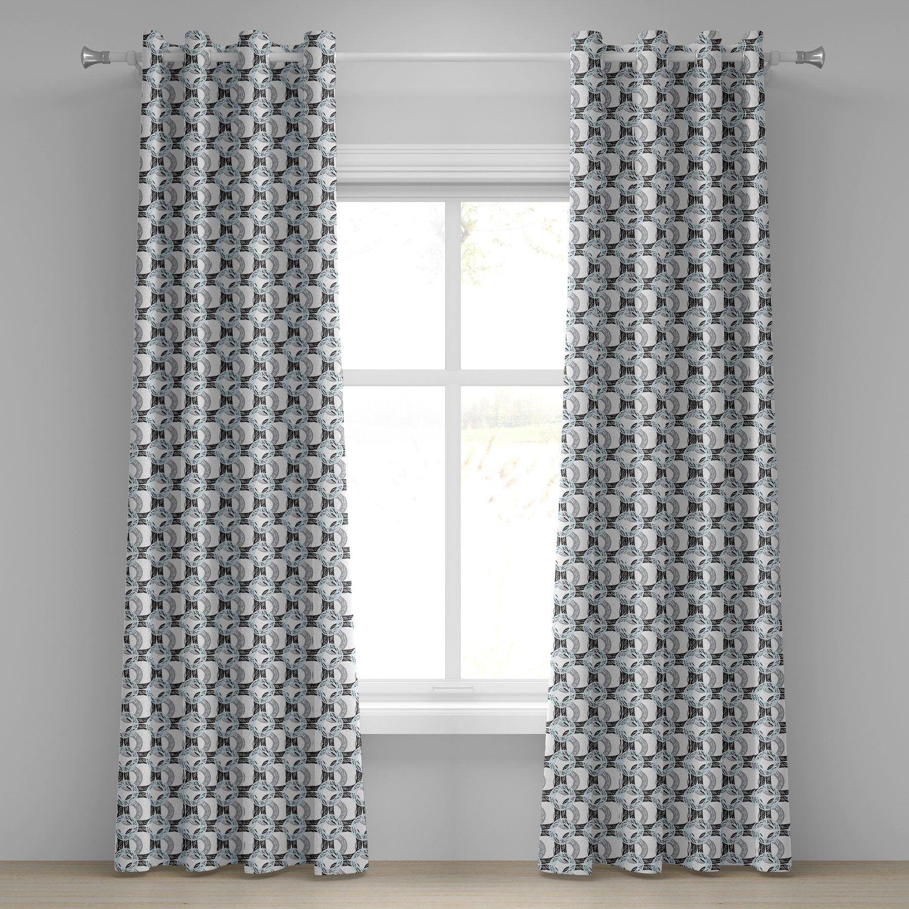 Gardine Dekorative 2-Panel-Fenstervorhänge für Schlafzimmer Wohnzimmer, Abakuhaus, Abstrakt Grunge Sketchy Forms