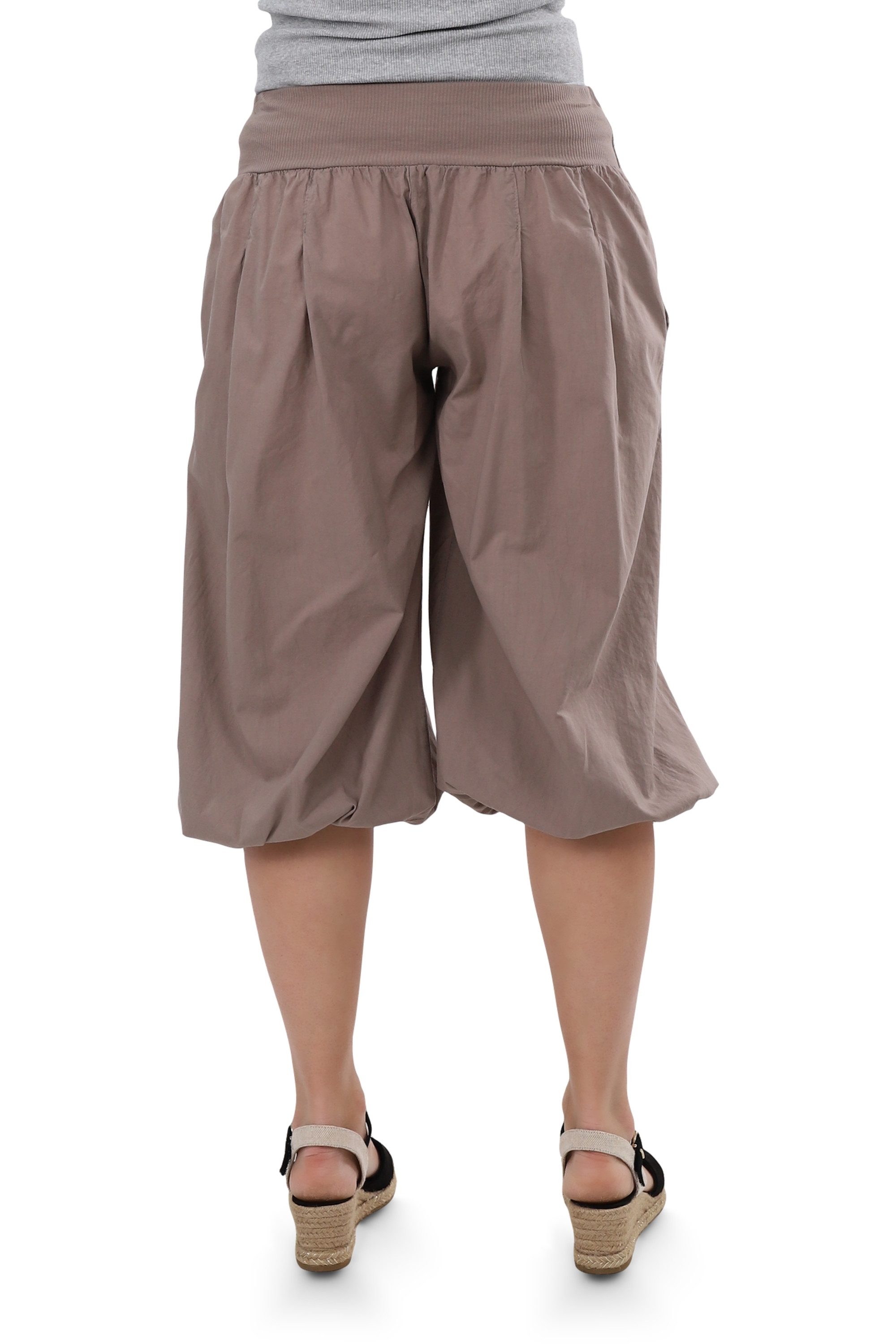 malito more than fashion Haremshose malito Damen Pumphose Capri Holzzierknöpfe 23286H kurze Sommer Pumphose in Unifarben Einheitsgröße