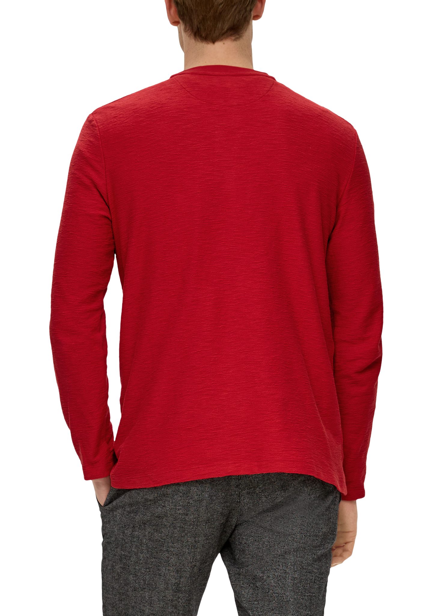 Slub-Yarn-Qualität in Langarmshirt chilirot Longsleeve s.Oliver