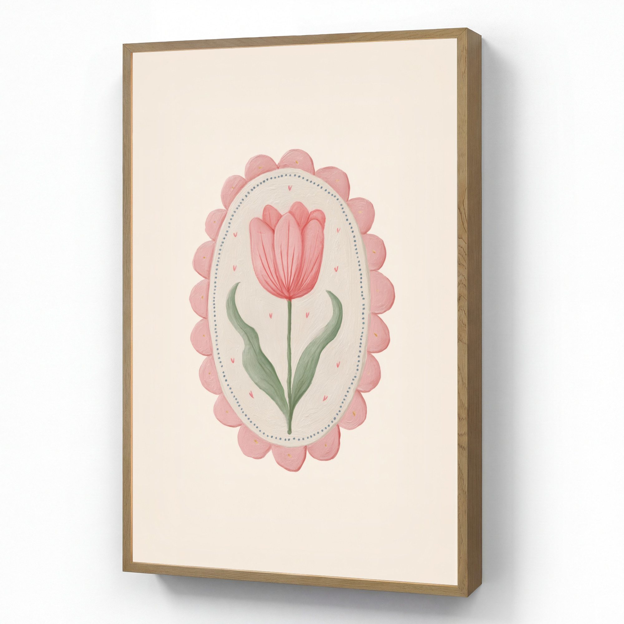 OnlyWow Wandleuchte Lightbox Tulpe - Rahmen - Oval - Illustration, Dimmbar, Farbwechsel, LED, Warmweiß, Kaltweiß, Neutralweiß Einstellbar, Wandlampe Innen, Dimmbar, Aufladbarer USB Akku, LED, Beleuchtung
