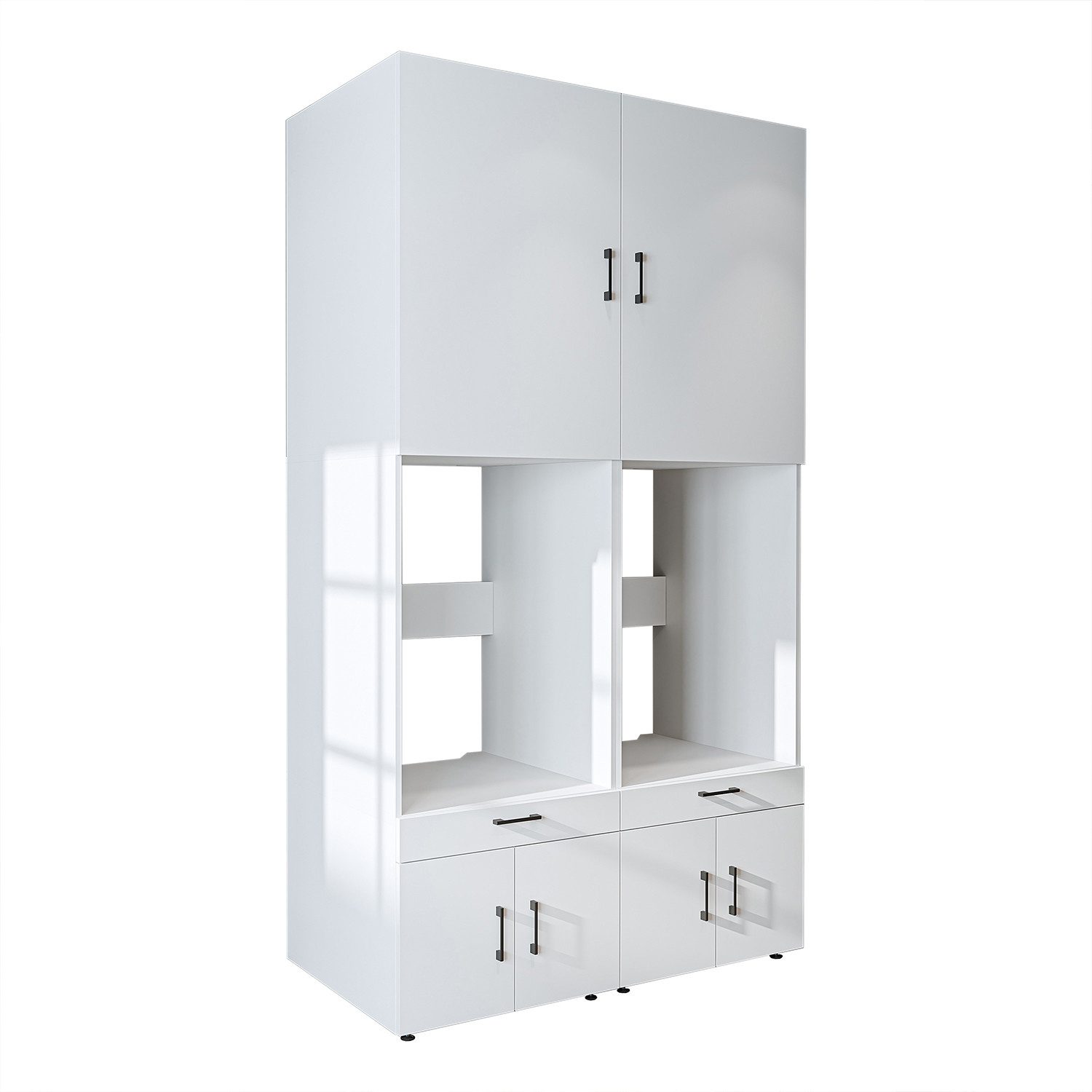 Waschmaschinenumbauschrank Doppelschrank mit Schrankaufsatz 134 cm, Waschküche, 3 Farben