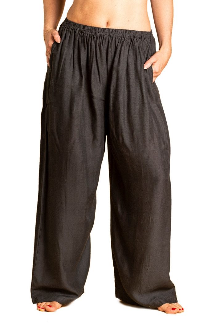 Stoffhose leichte Sommerhose Damen - weite Palazzohose 100% Viskose mit Taschen