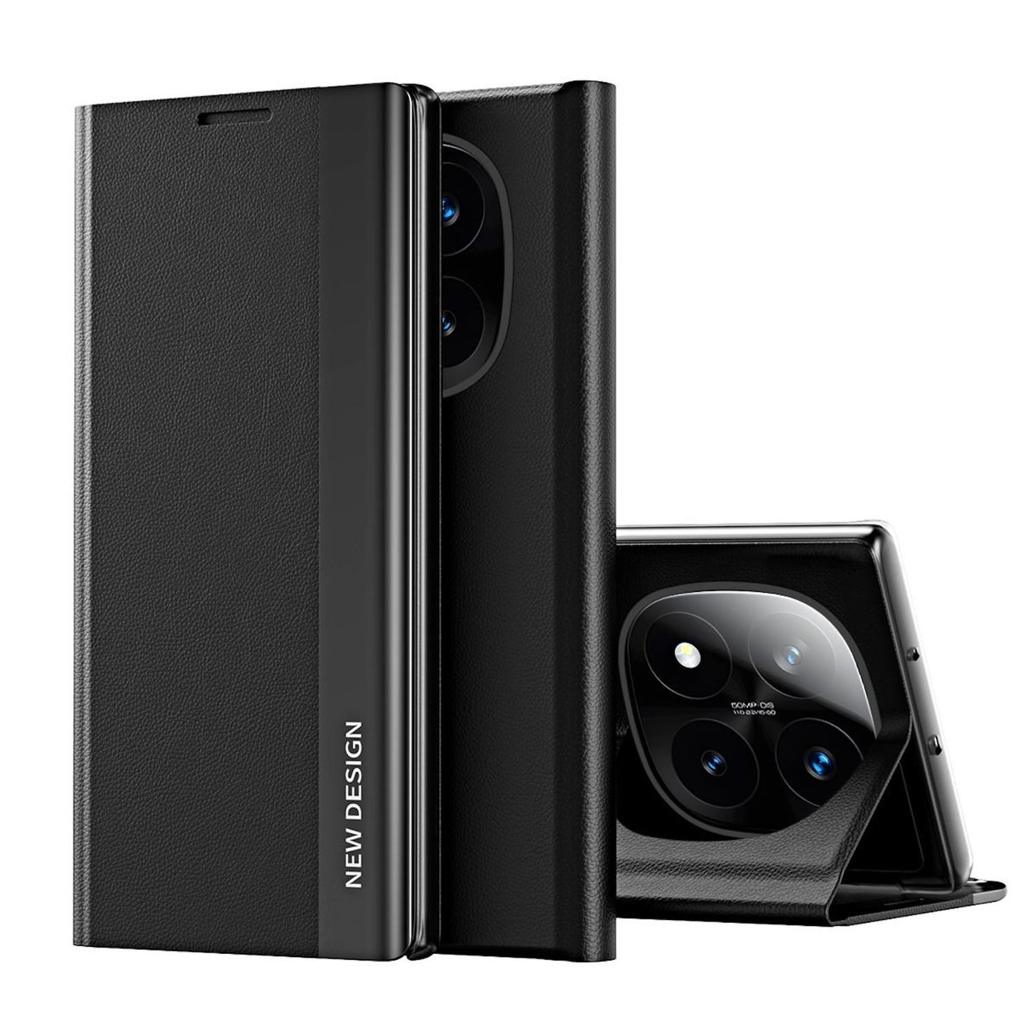 Wigento Smartphone-Hülle Für Xiaomi Redmi Note 14 Pro Plus 5G Electroplated Kunstleder Hülle, Seiten-Elektroplattierung, Flip-Stand, Adsorptionsfunktion