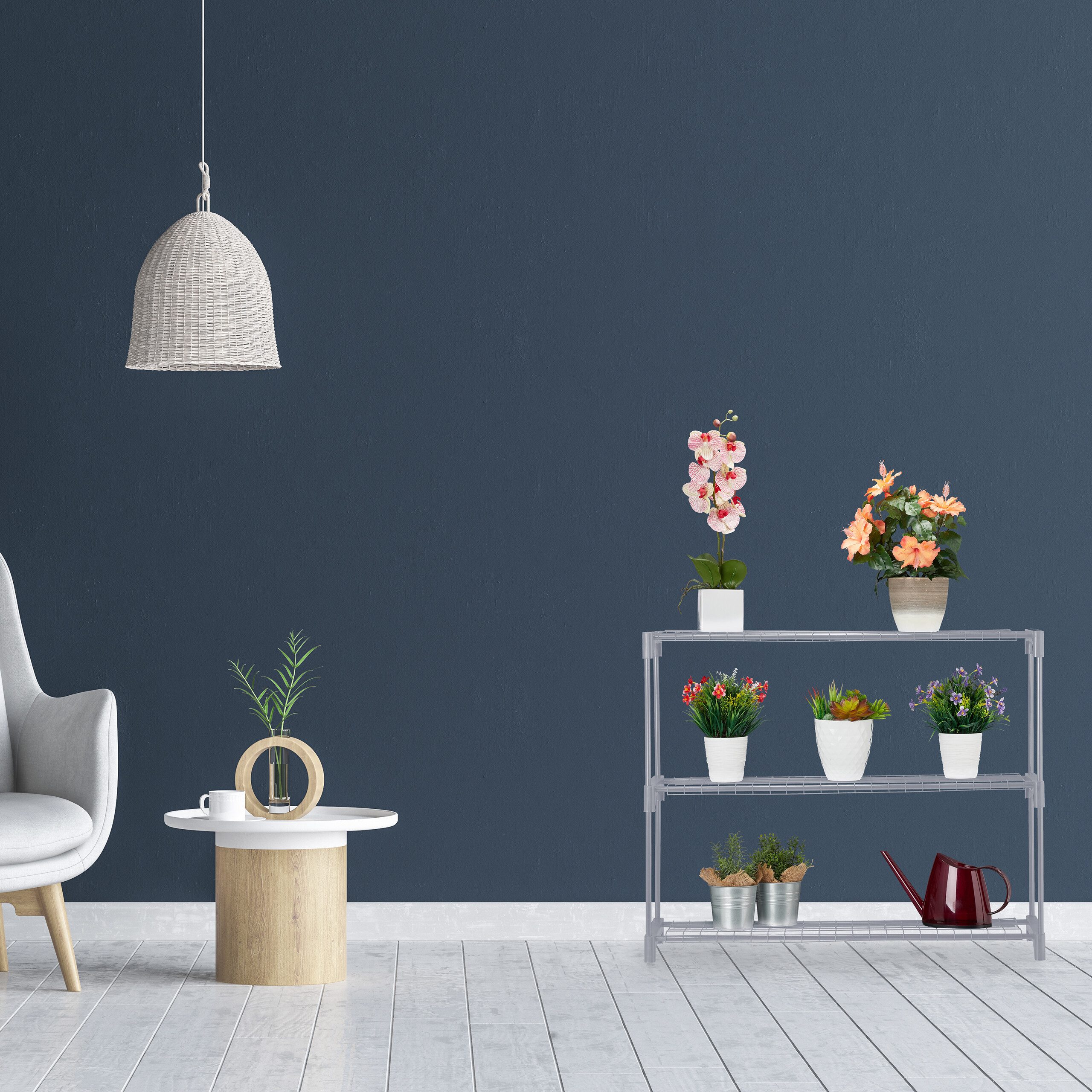 relaxdays Blumenständer Graues Blumenregal Metall 3 Ebenen (1 St) günstig online kaufen