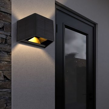 etc-shop Außen-Wandleuchte, LED-Leuchtmittel fest verbaut, Warmweiß, Solarlampe Außenwandleuchte LED Wandstrahler