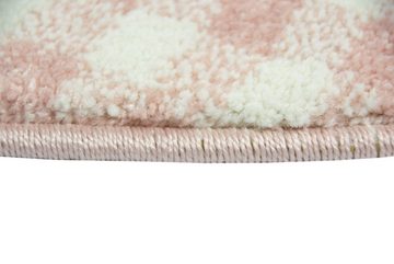 Kinderteppich Kinderteppich Kinderzimmerteppich Babyteppich rund Katze in Rosa Grau Creme, Teppich-Traum, Rund, Höhe: 13 mm