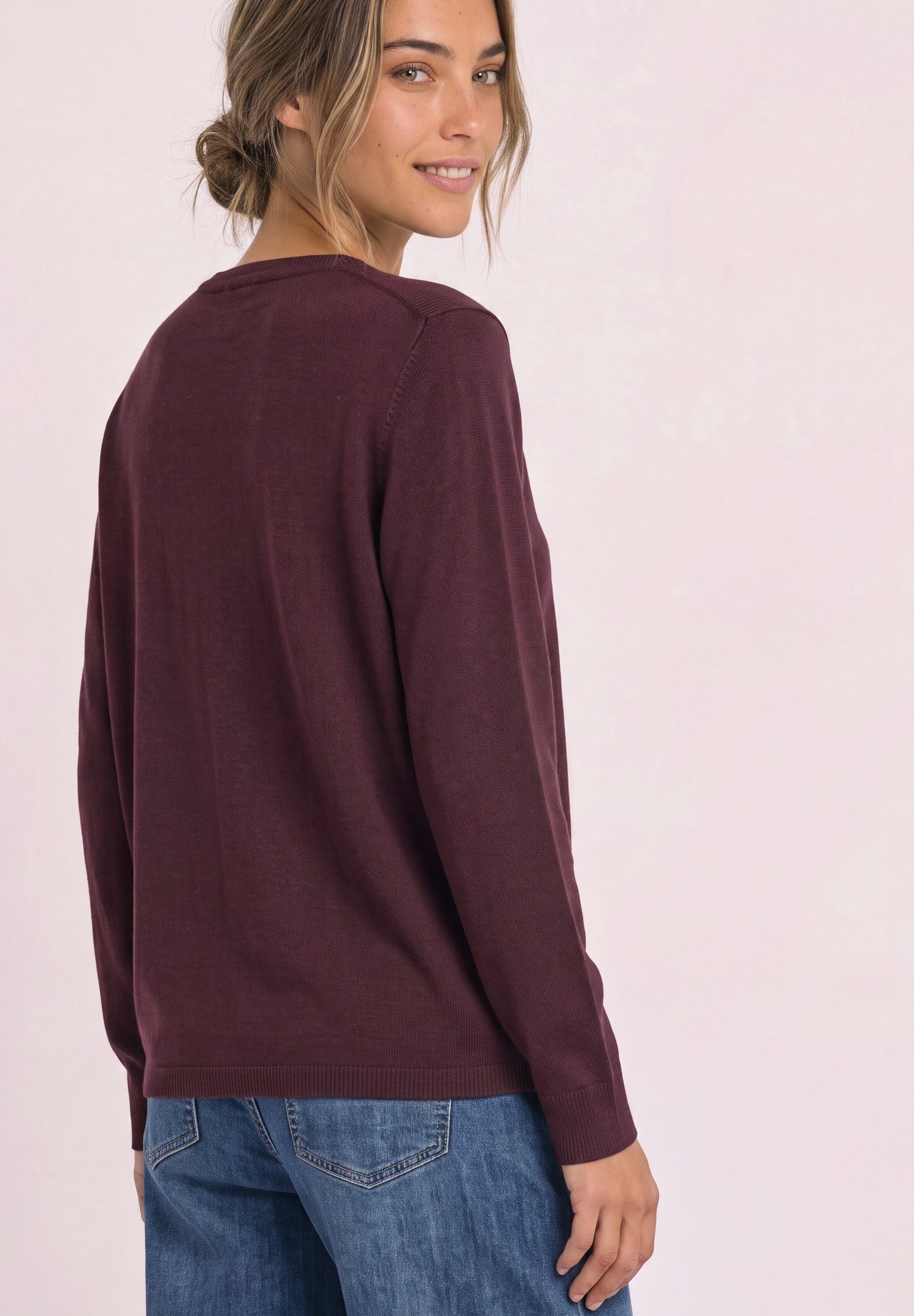 STREET ONE Strickpullover Feinstrick mit U-Boot-Ausschnitt / Viskose