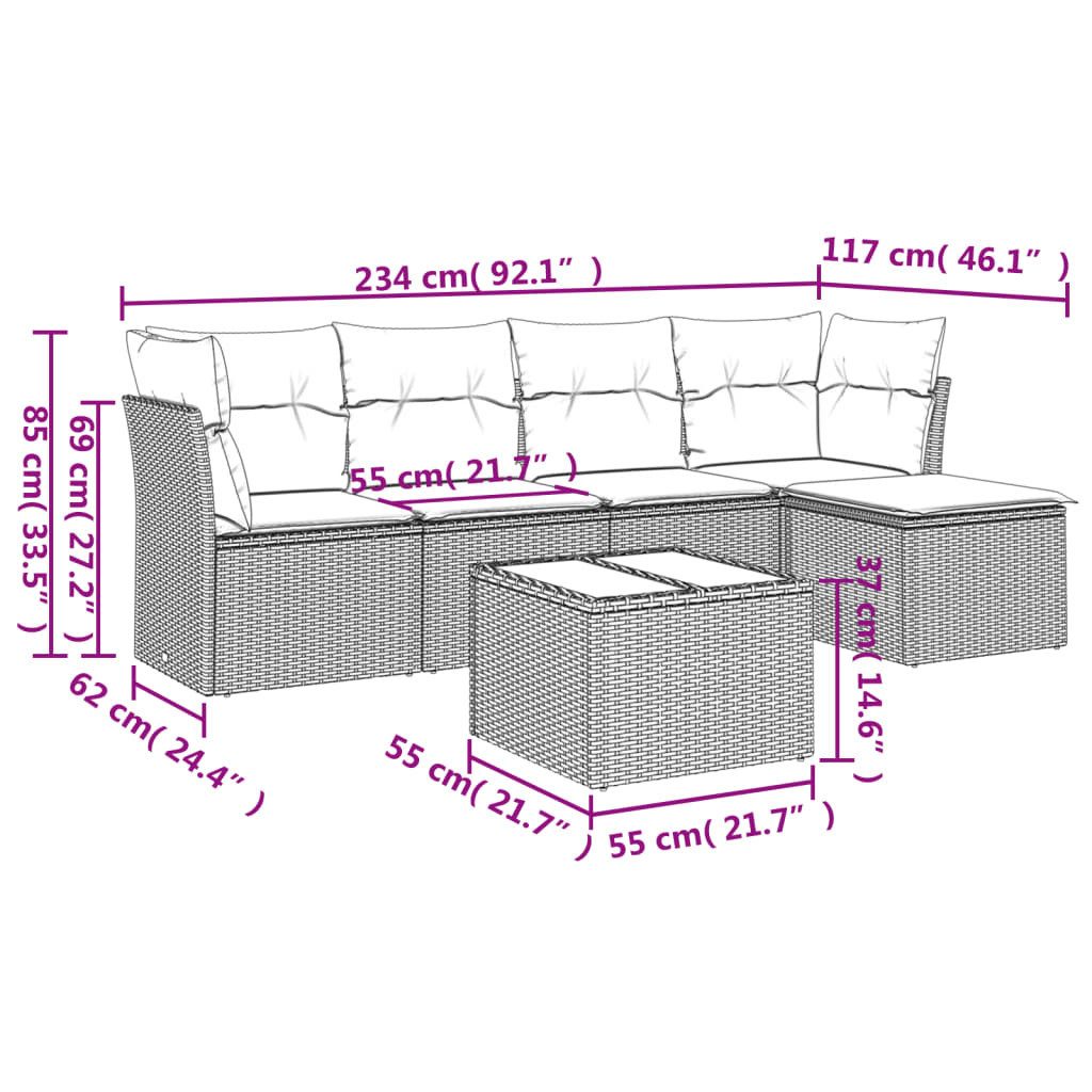 vidaXL Gartenlounge-Set 6-tlg. Garten-Sofagarnitur mit Kissen günstig online kaufen