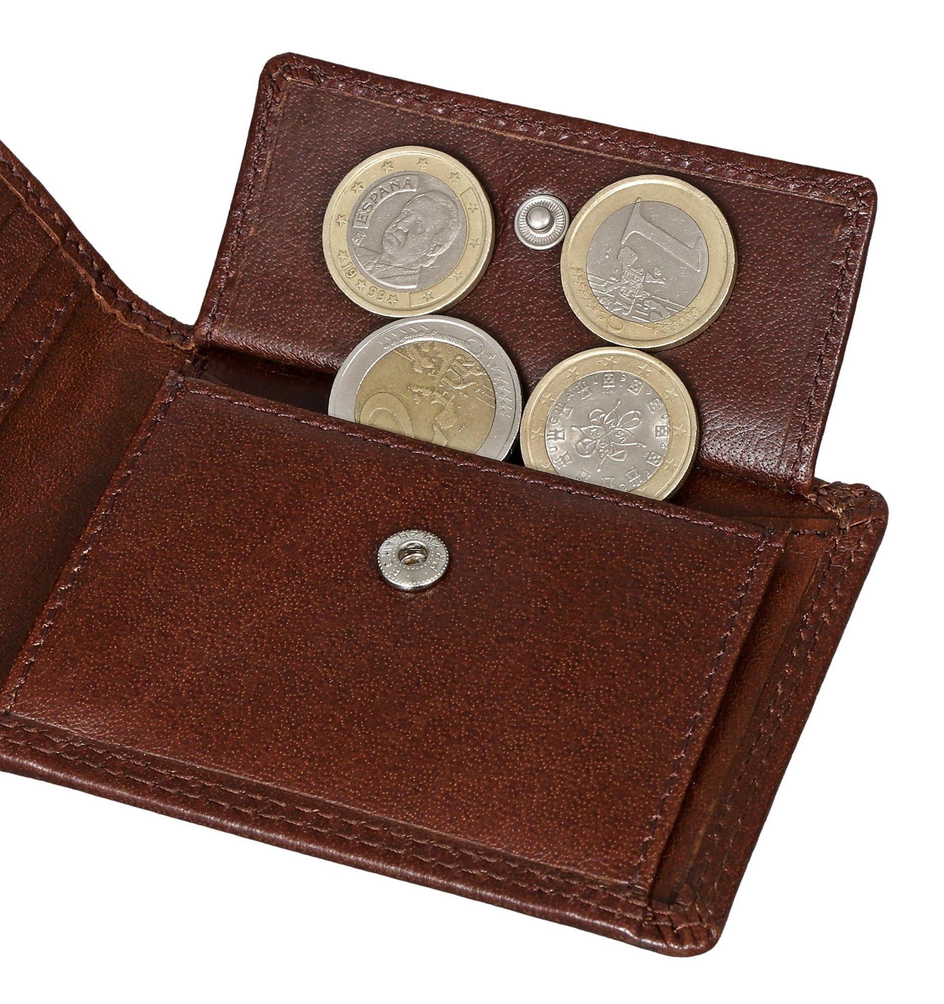 und 4 8006-B Modell Braun Farbe Bear - Portemonnaie Geldbörse Toscana Mini Brown Kartenfächern Mini aus RFID-Schutz Echtleder, mit