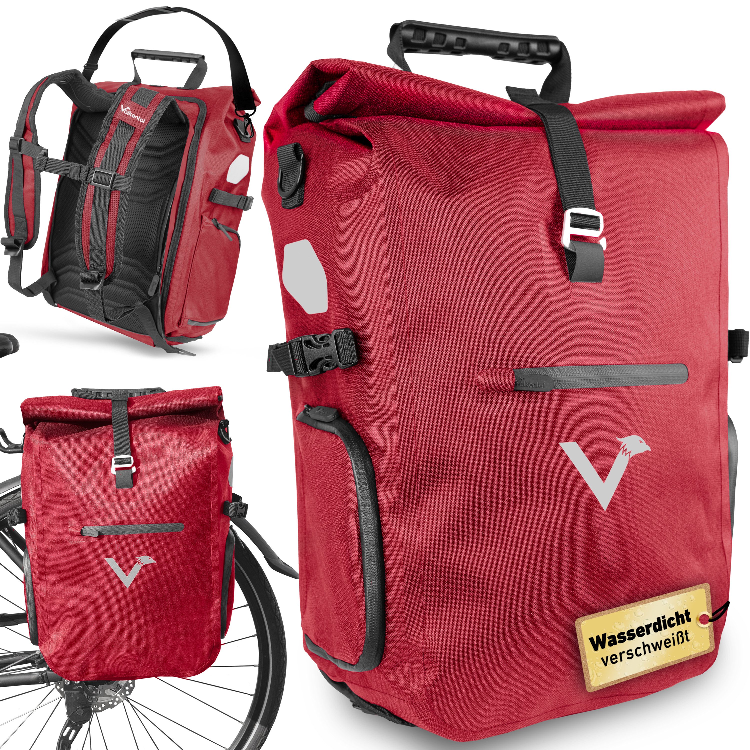 Valkental Fahrradtasche Pro Gepäckträgertasche, Rucksack & Umhängetasche, wasserdicht, Hochwertiges Nylon 23 L