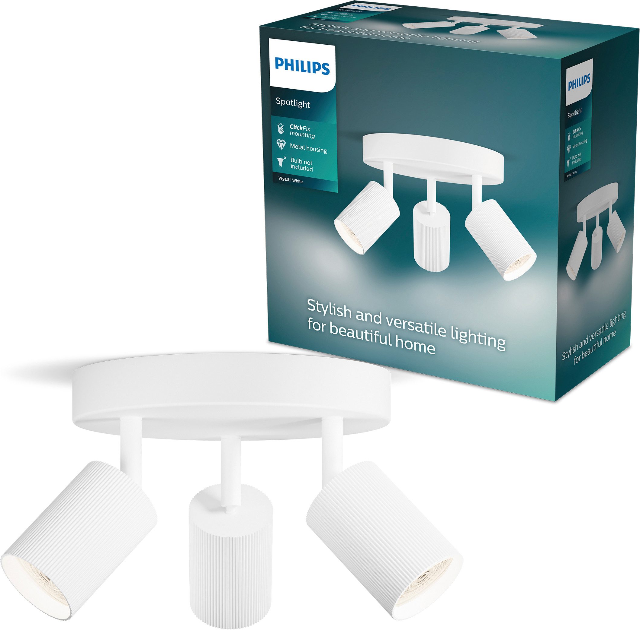 Philips Deckenspot Wyatt LED, Aluminium, exklusive GU10, ohne Leuchtmittel, Wand- & Deckenmontage, schwenkbar