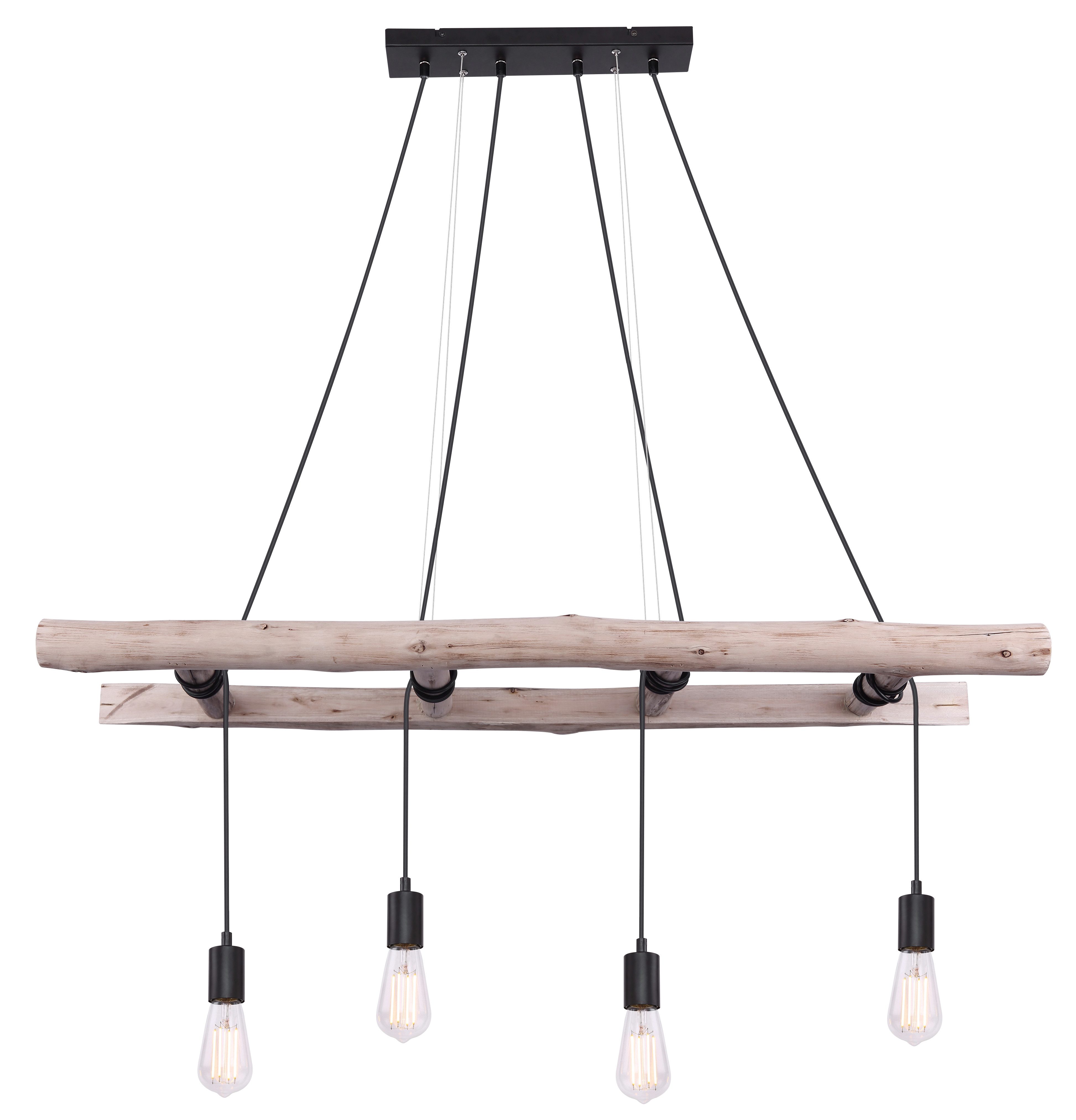 GLOBO LIGHTING Hängeleuchte IRMGARD, ohne Leuchtmittel, Hängeleuchte Holz/Schwarz, höhenkürzbar, E27