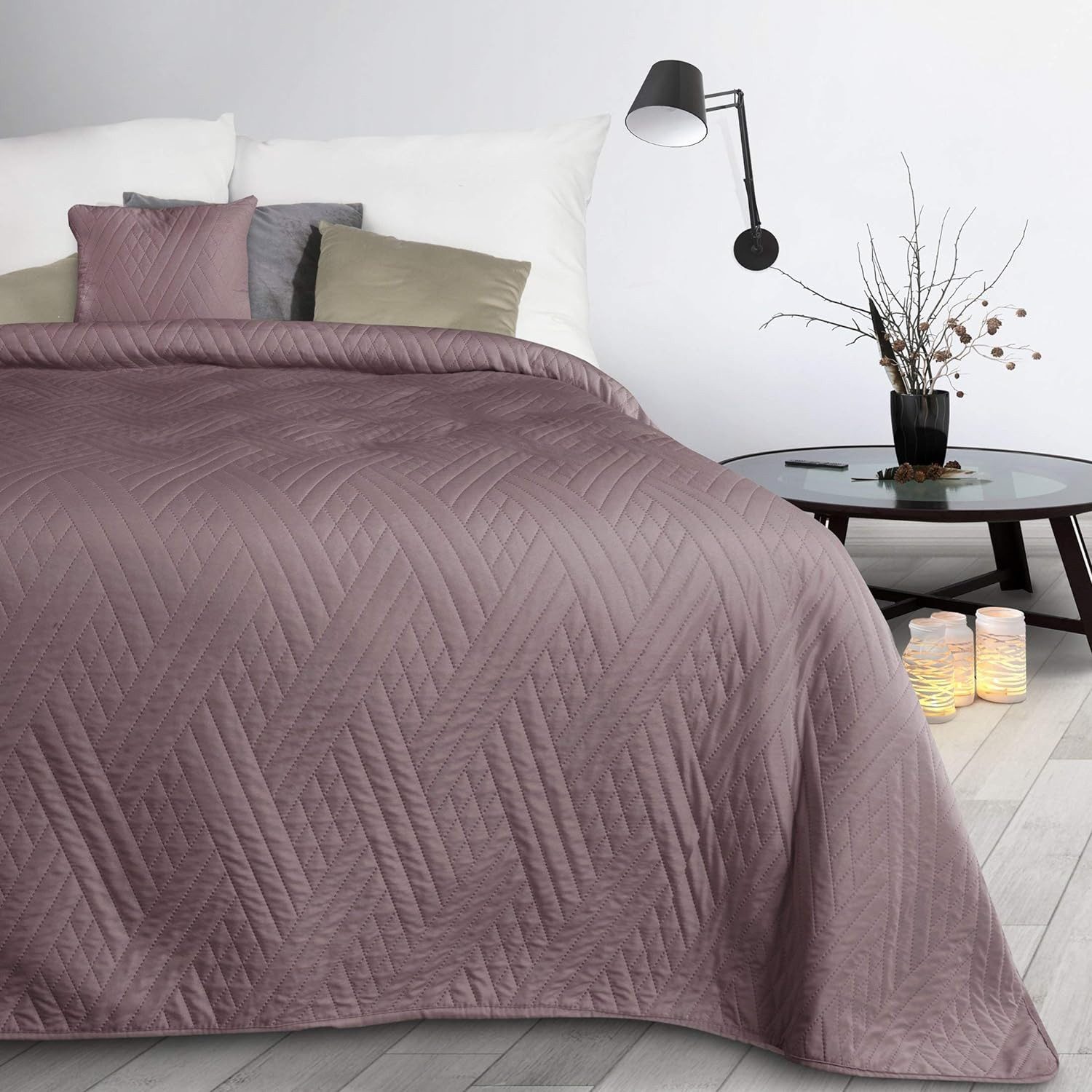 Bettüberwurf Zweiseitige Decke, Design91, dekorative Decke ganzjährige Sofadecke, einfarbige moderne Tagesdecke