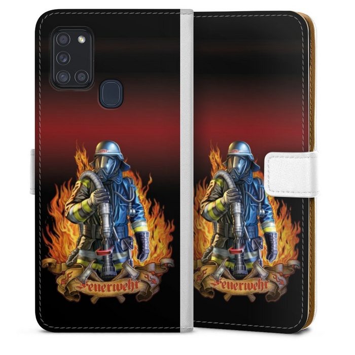DeinDesign Handyhülle Feuerwehrmann Feuerwehr Beruf Firefighter Samsung Galaxy A21s Hülle Handy Flip Case Wallet Cover