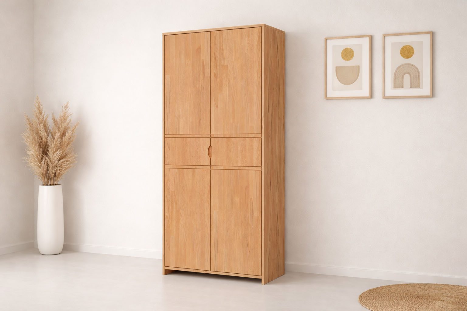 OTTO home Mehrzweckschrank Maximus: 6 geräumige Fächer, 4variable Einlegeboden, Flur, Diele B/T/H:82/38/185cm, Fronten&Oberdeckel Massivholz, Korpus aus Melamin