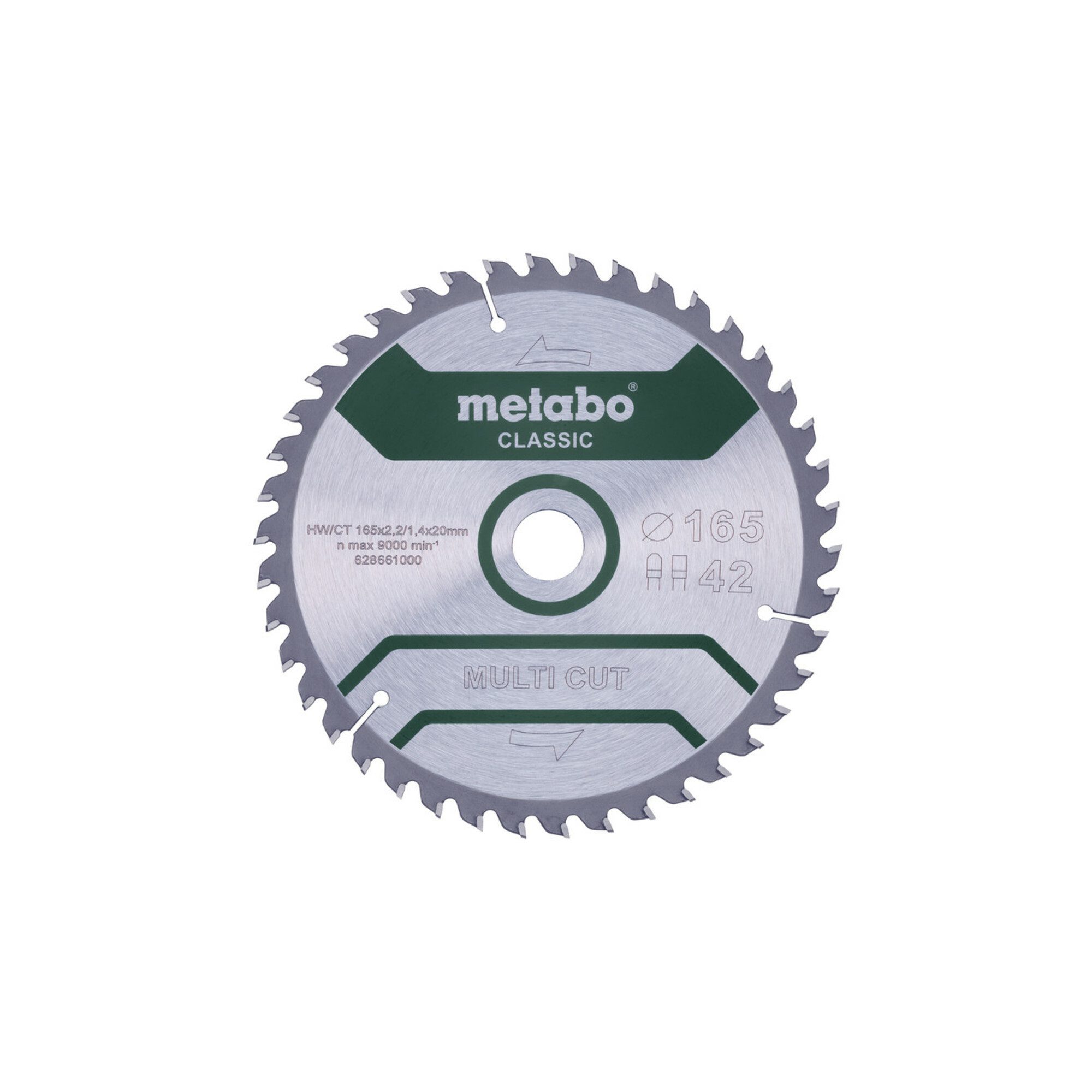 Kreissägeblatt Metabo Sägeblatt "multi cut - classic", 165x2,2/1,4x20 Z42 FZ/TZ 5° /B