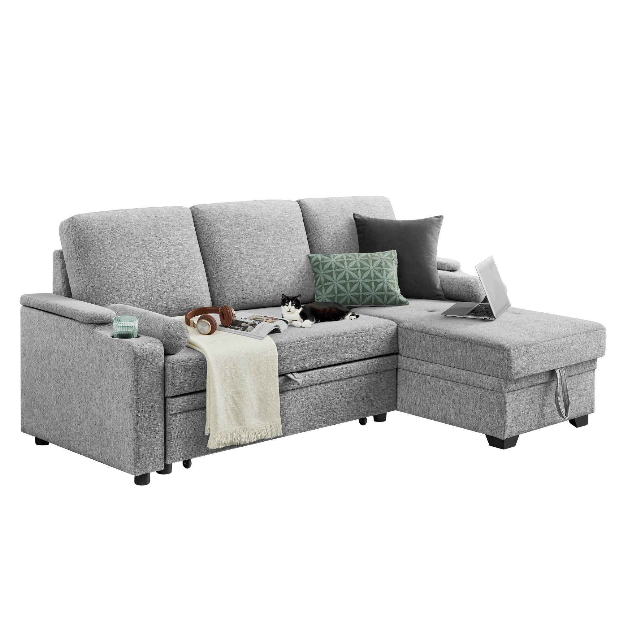 VASAGLE Schlafsofa, Couch mit Stauraum, Schlaffunktion, günstig online kaufen