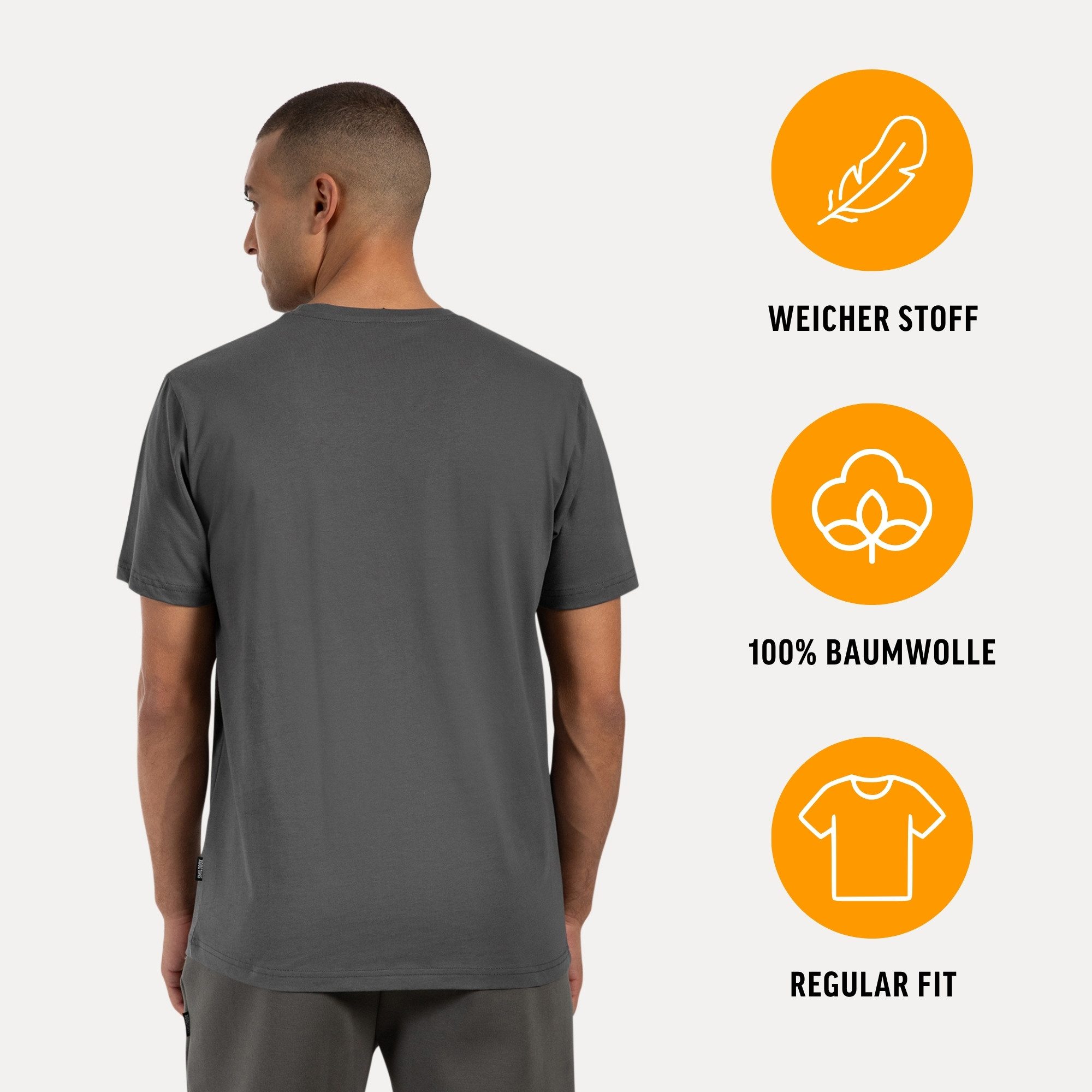 Smilodox T-Shirt Ilyas, Komfortables Herren-Shirt, Weiche hochwertige Baumwolle Schlichtes Oberteil Metalllabel Vielseitig kombinierbar Freizeit