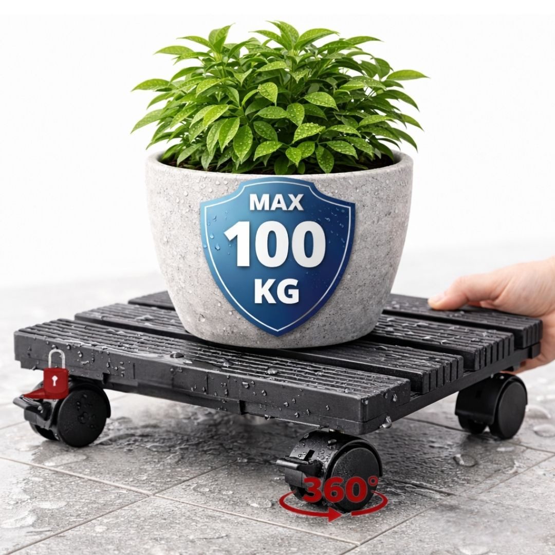 Topanbieter999 Pflanzenroller mit Feststellbremsen, Holzoptik, riss- und splitterfrei