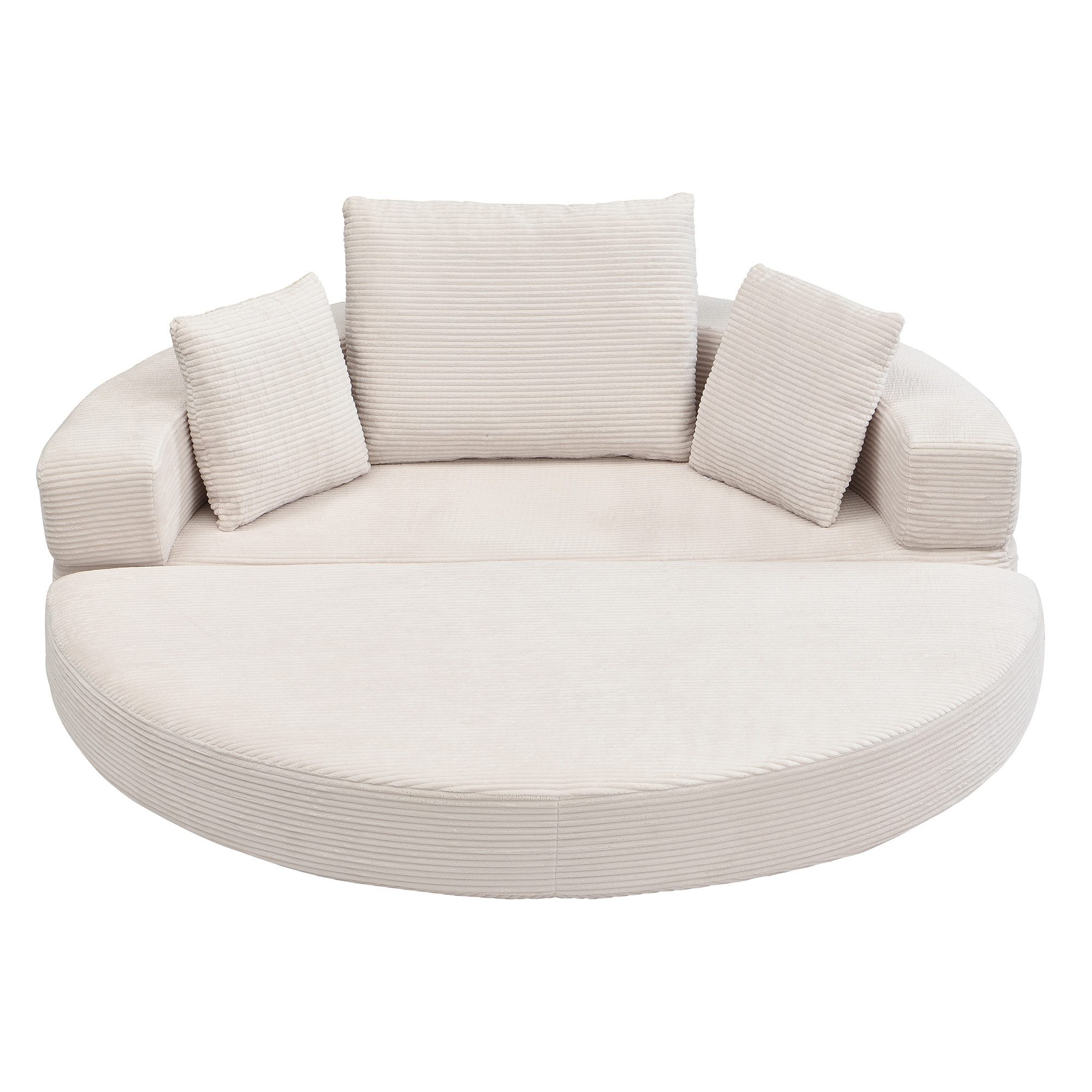 Merax Schlafsofa mit Schlaffunktion, Multifunktionales Sofa mit Hocker, Boneless Couch, Klappsofabett für Wohn/Arbeits/Schlafzimmer 1 Teile, 2-in-1 Sofa-Bett mit Cordstoffbezug inkl. 3 Kissen, 173x176cm