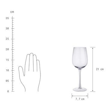 BUTLERS Weißweinglas MODERN TIMES 6x Weißweingläser mit Rillen 400ml, Glas, mundgeblasen