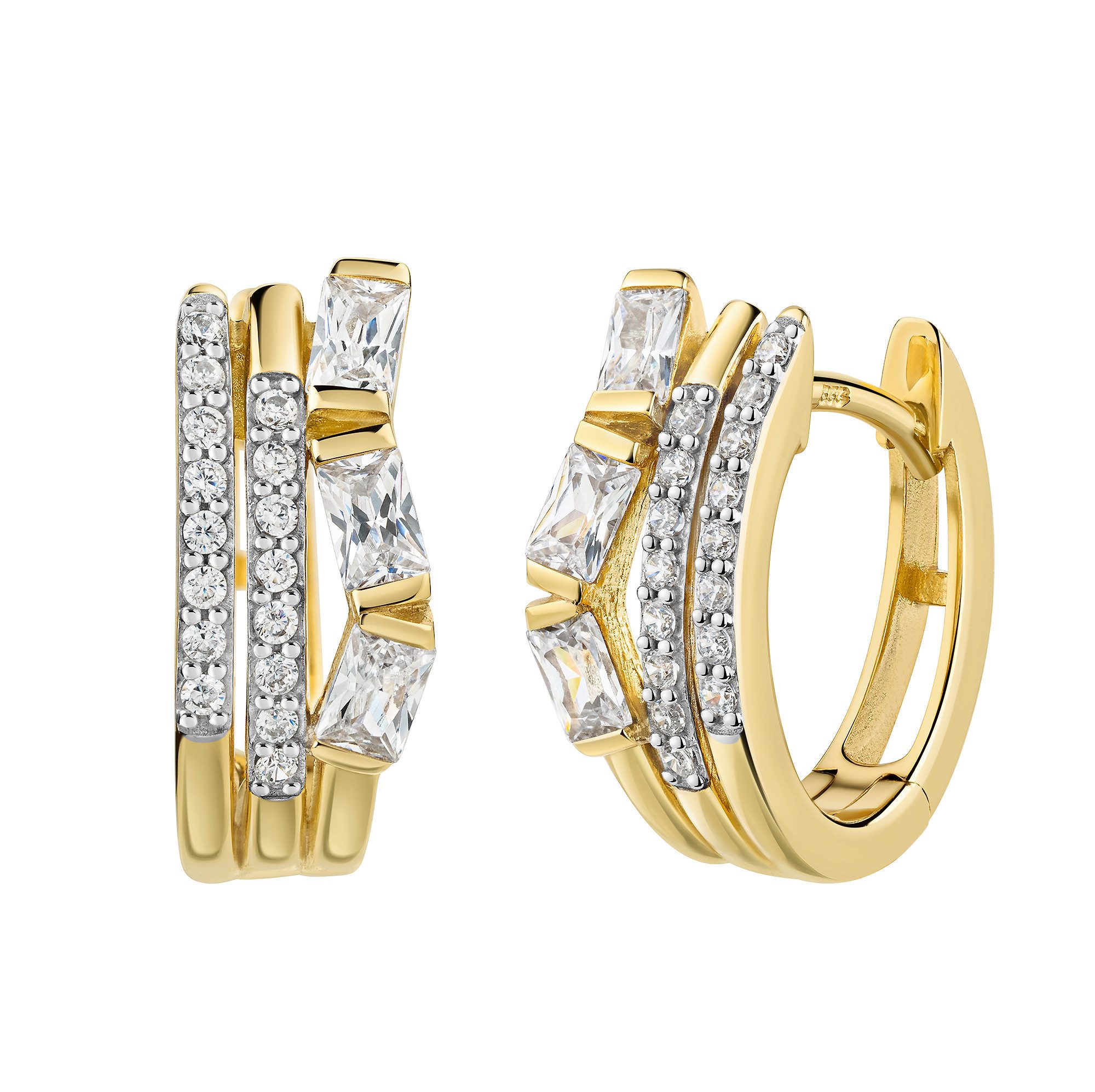 Firetti Paar Creolen Schmuck Geschenk Gold 333 Ohrschmuck Ohrringe mehrreihige Optik, mit Zirkonia (synth)