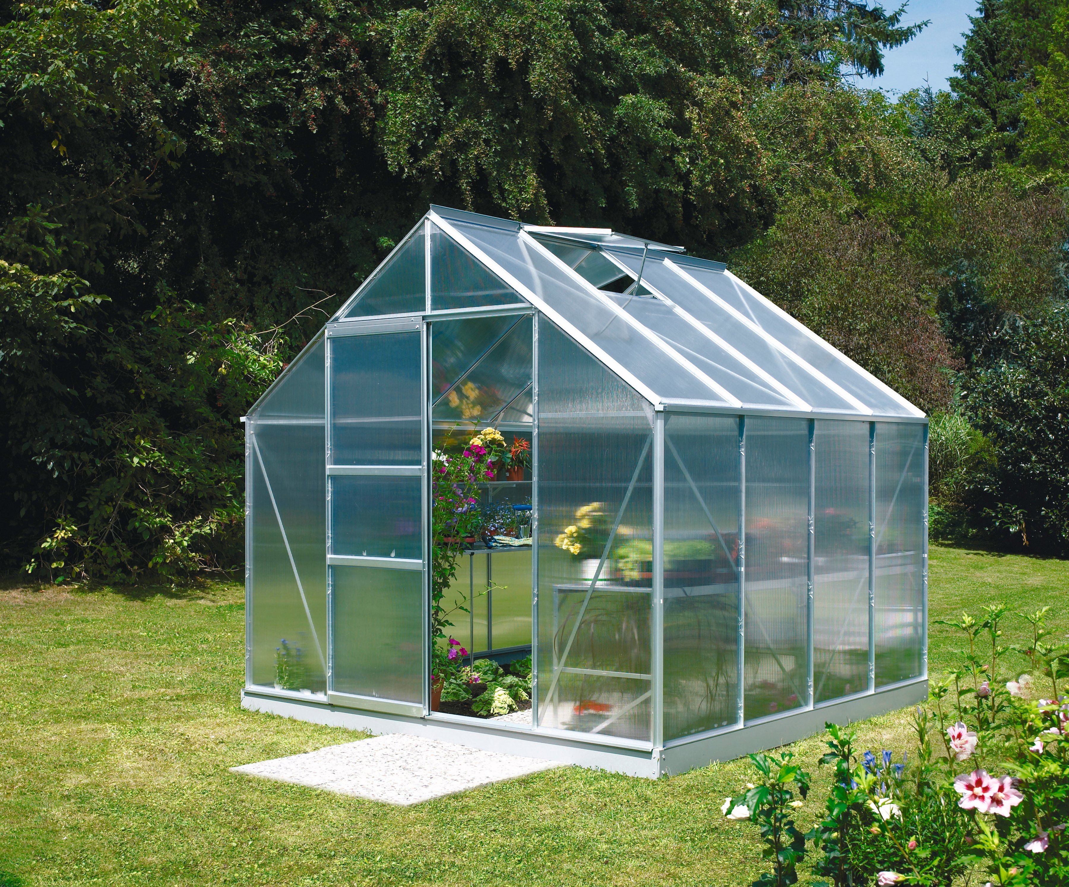 Vitavia Gewächshaus Merkur 6700, BxTxH: 254 x 254 x 230 cm, 6 mm Wandstärke silberfarben | Rabatt: 12%