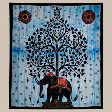 Wandteppich Tagesdecke Wandbehang Deko Tuch Elefant UV Aktiv ca. 200 x 135 cm, KUNST UND MAGIE