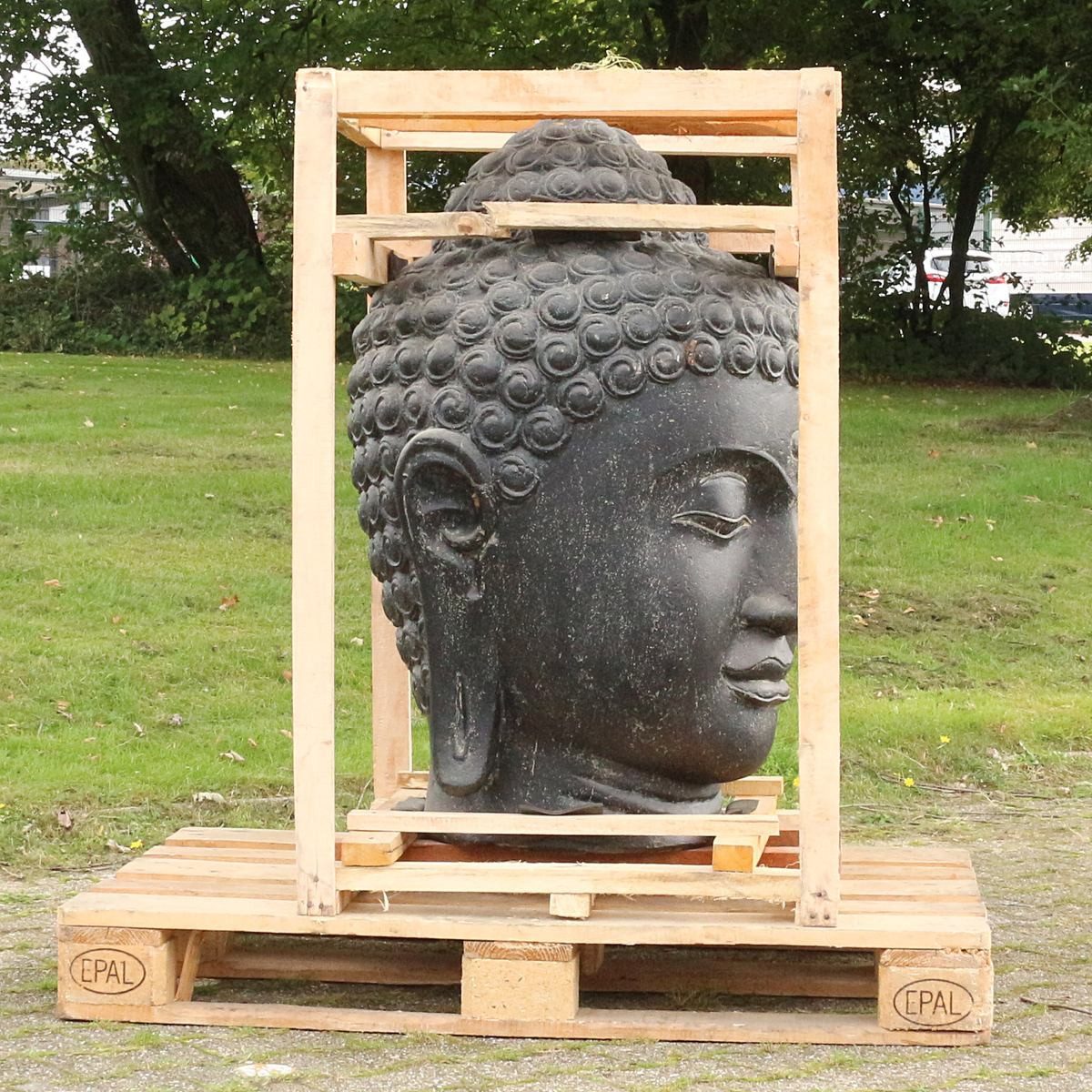 Oriental Galerie Dekofigur Buddha Kopf Figur Gartenfigur aus Lavastein 100 cm (1 St)