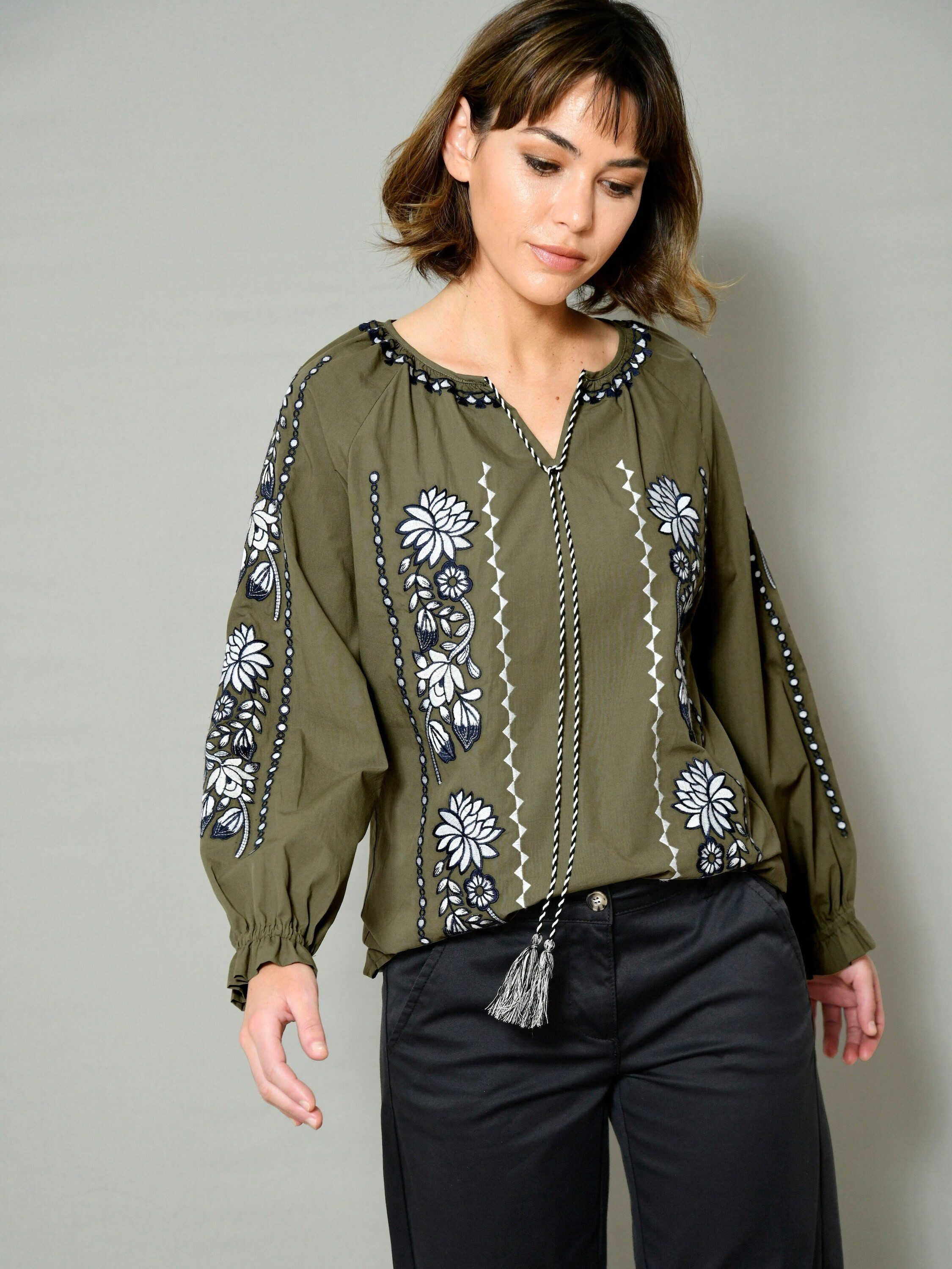 Alba Moda Tunika Tunika mit Blumenstickerei