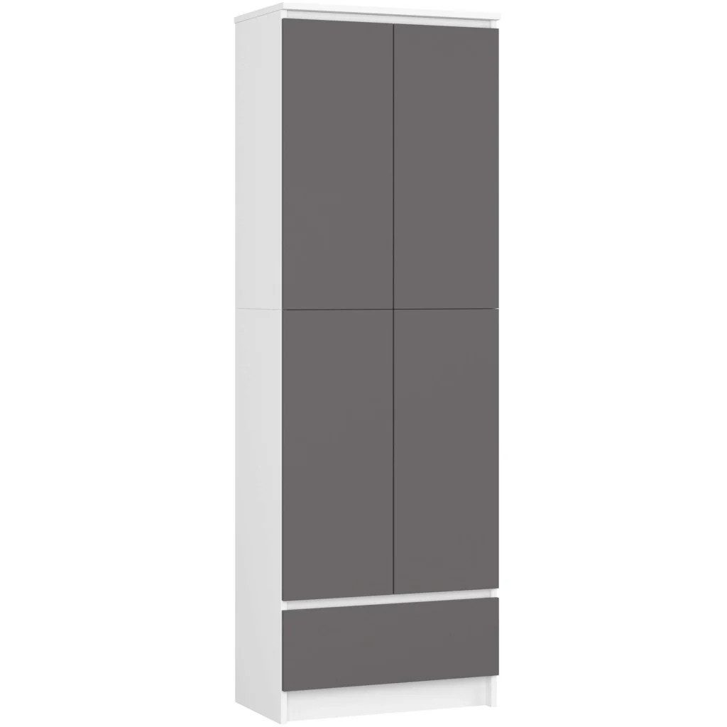 Raumhirsch Furniture Standregal Modernes Standregal - Funktionale Aufbewahrung - Bücherregal, Stylvolles Standregal, 180 cm hoch, 60 cm breit, grafitgrau/weiß