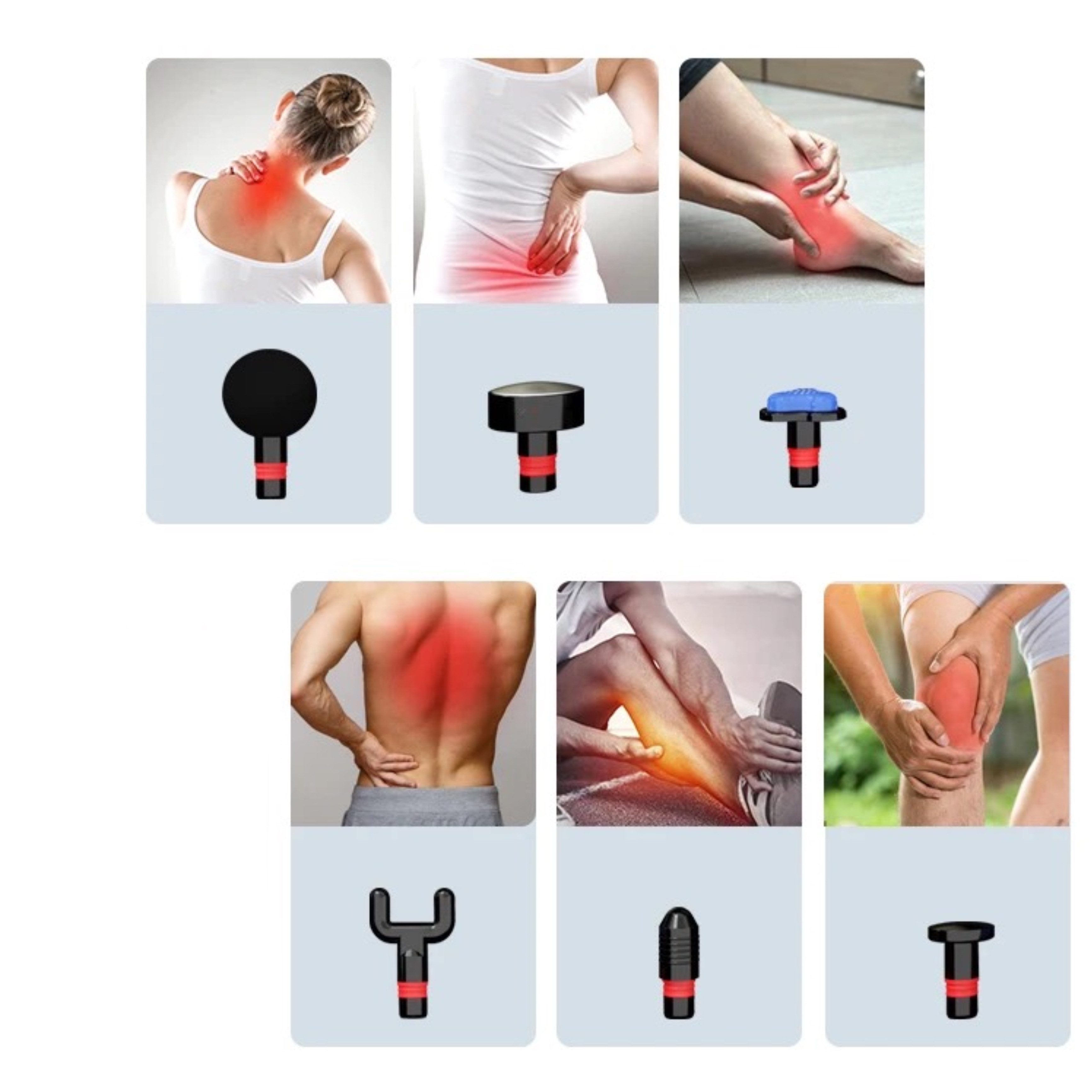 Lalano`S Cosmetics Massagepistole Ergo MassageGun, 6 Massageaufsätze, davon 2 für eine Heiss/Kaltmassage, 5 Intensitätslevel, für alle Muskelpartien, Gesichtsmassagegerät, Tiefengewebe-Muskelmassagegerät
