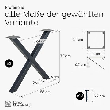LAMO Manufaktur Tischgestell Mark Light Tischbeine X-Form (SET, 2er-Set Tischkufen), Industriestahl pulverbeschichtet
