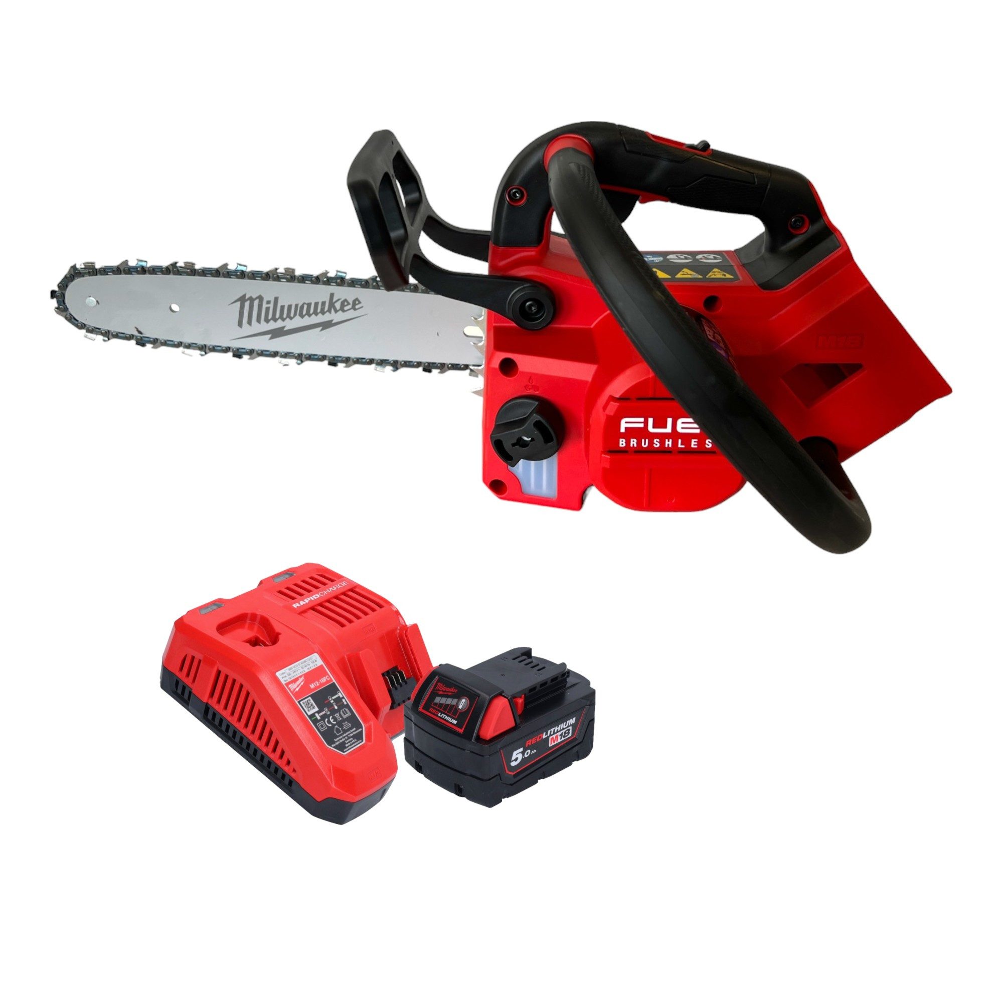 Milwaukee Benzin-Kettensäge M18 FTHCHS30-551 Akku Kettensäge 18 V 30 cm + 1x Akku 5 Ah
