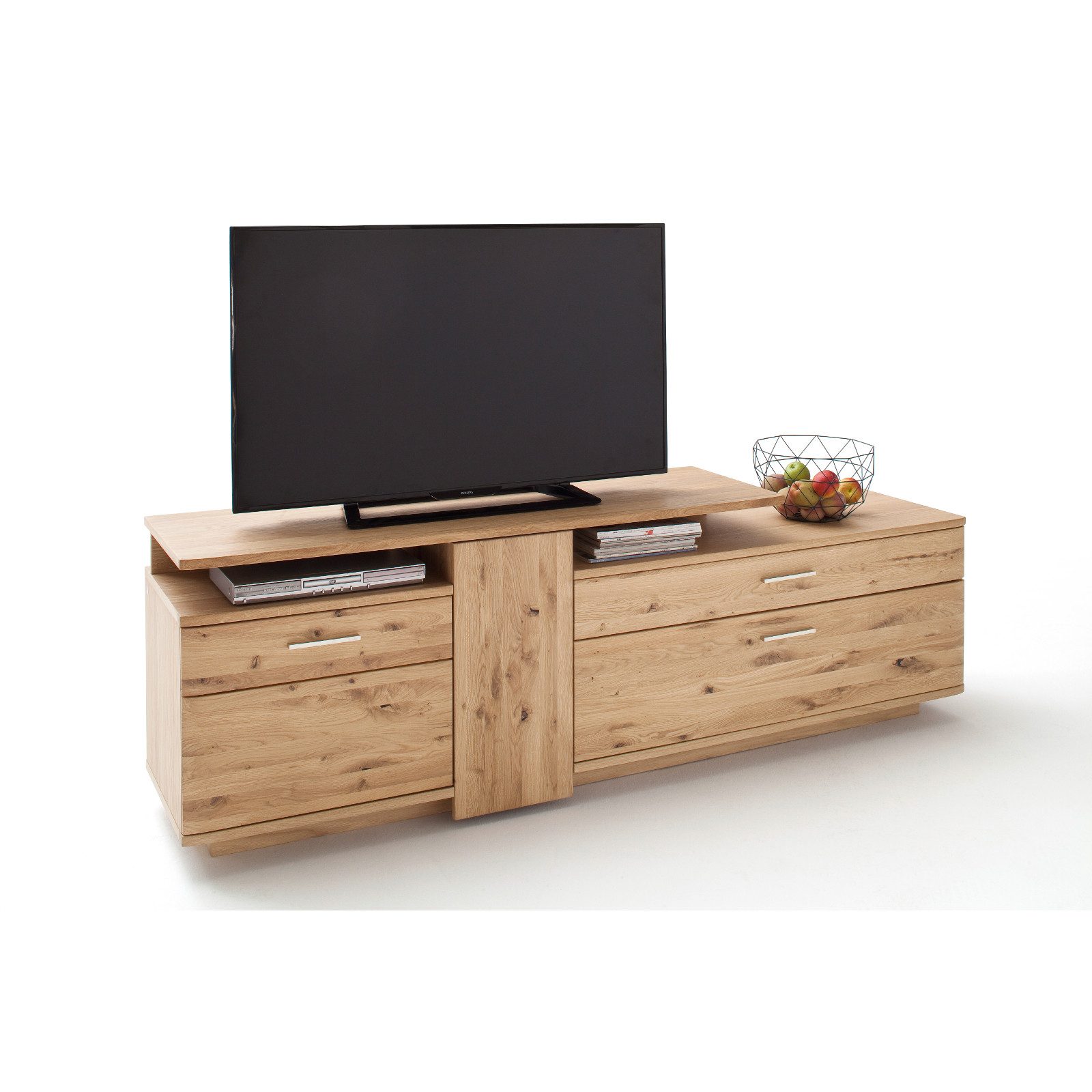 Empinio24 TV-Bank SF-T34, Breite 210 cm, Eiche teilmassiv bianco, mit 2 Türen und 2 Schubladen