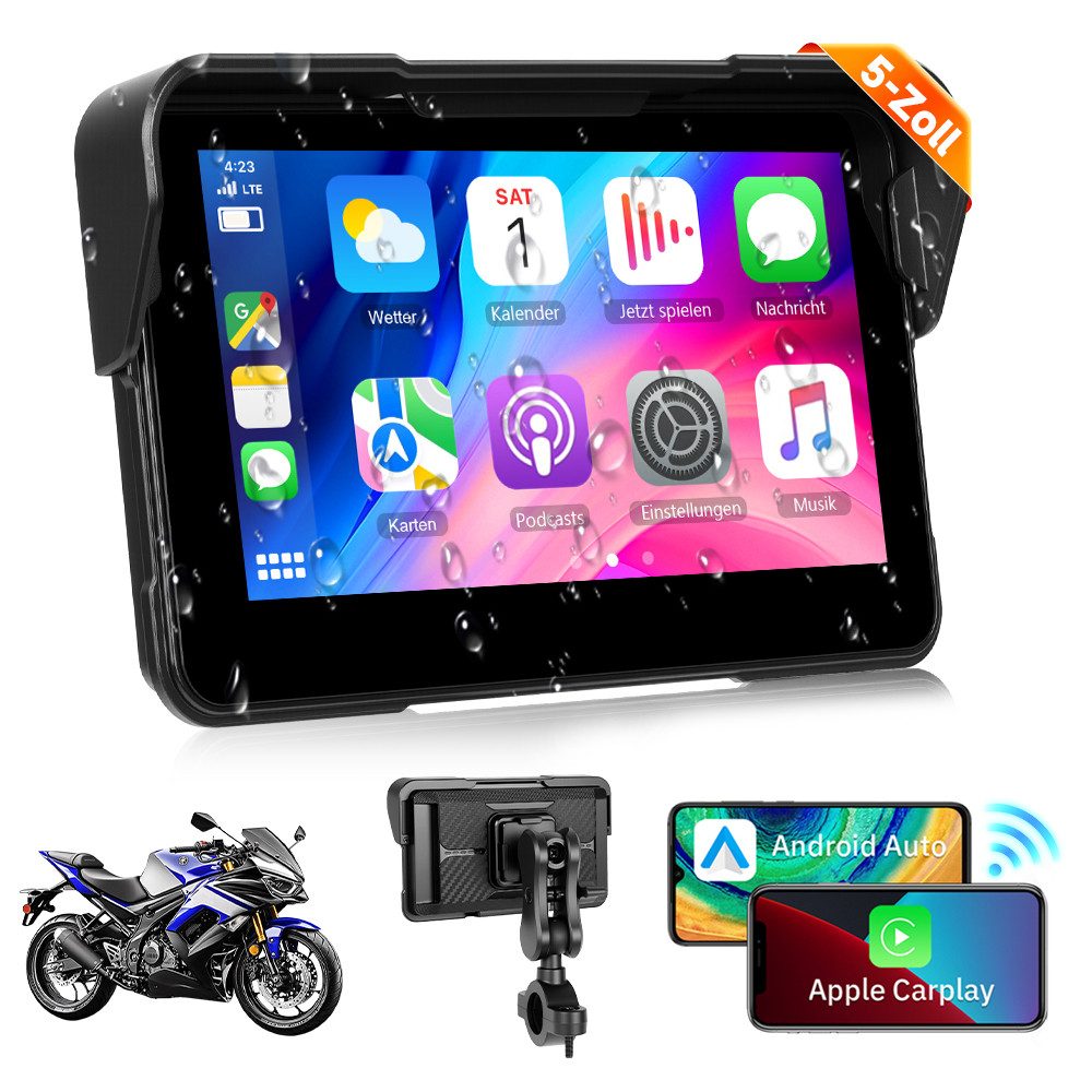 5-Zoll Carplay Tragbarer Motorräder Smart Player Android Auto Navigationsgerät