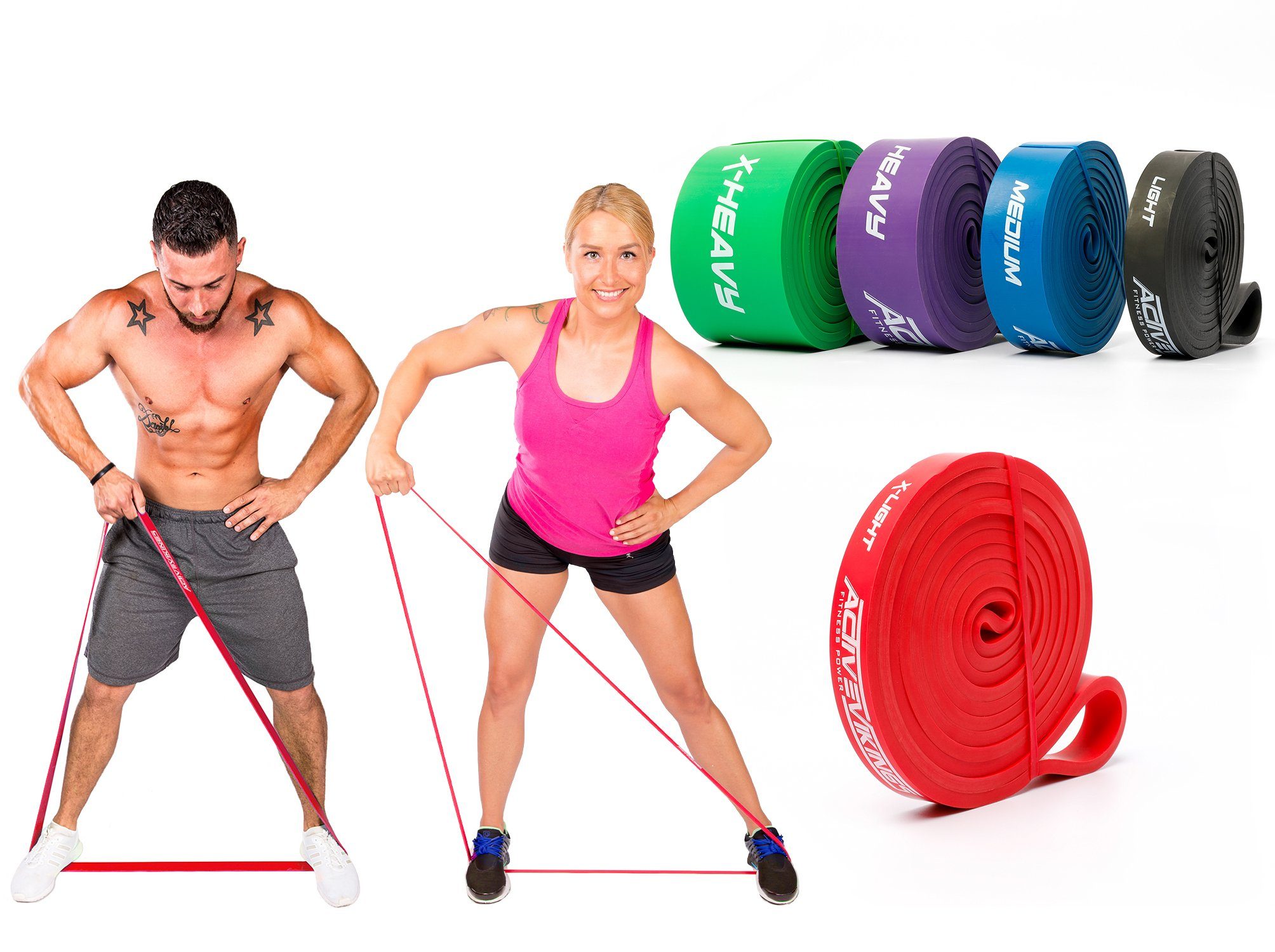 ActiveVikings Gymnastikband ActiveVikings® Pull-Up Fitnessbänder, Perfekt für Muskelaufbau, sportband, Widerstandsband, Trainingsband, fitnessband, fitnessbänder Rot