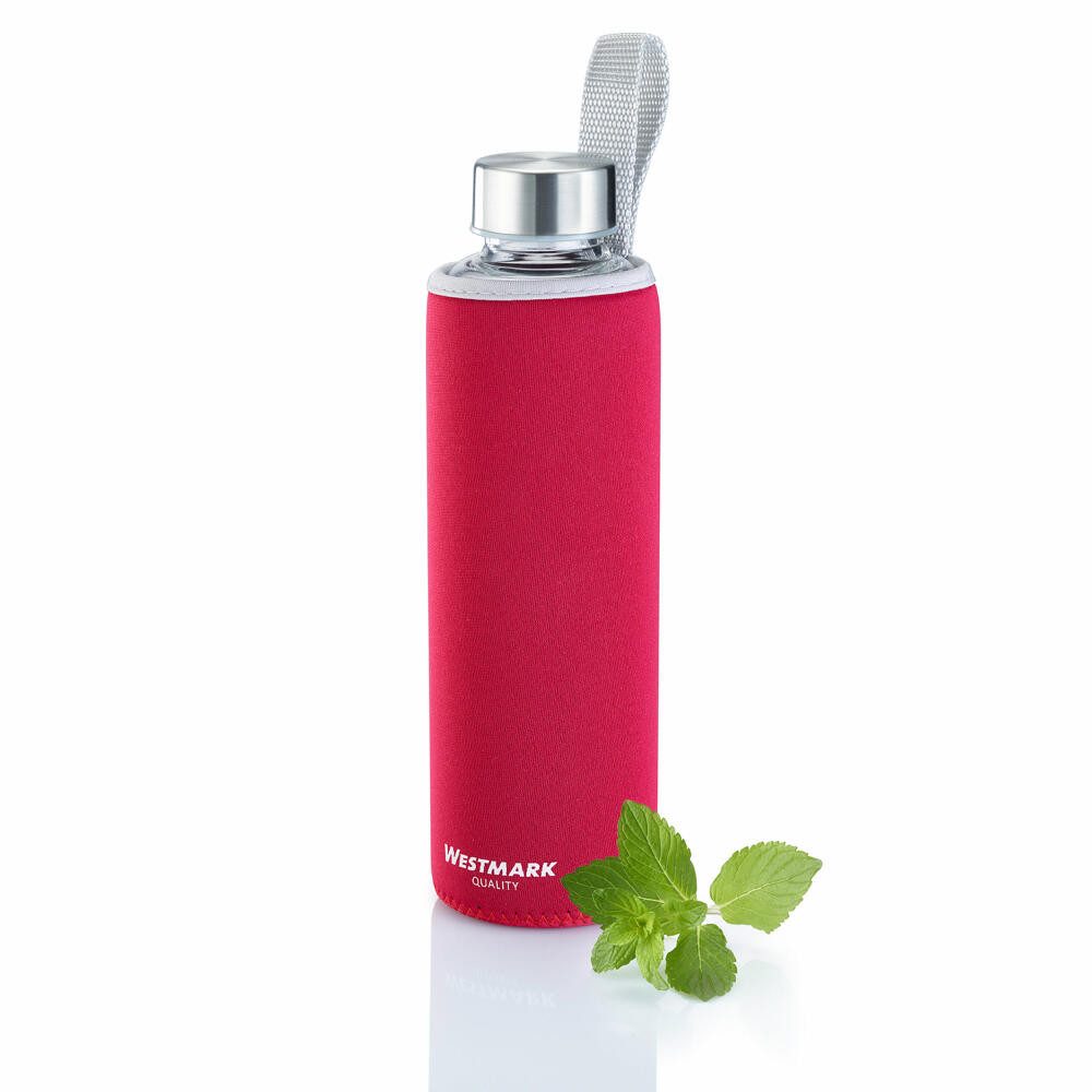 WESTMARK Trinkflasche 2 Stk, aus Glas, 0,55l + 1,0l, inkl. Cover, Viva, Set bestehend aus zwei Flaschen und zwei Covern