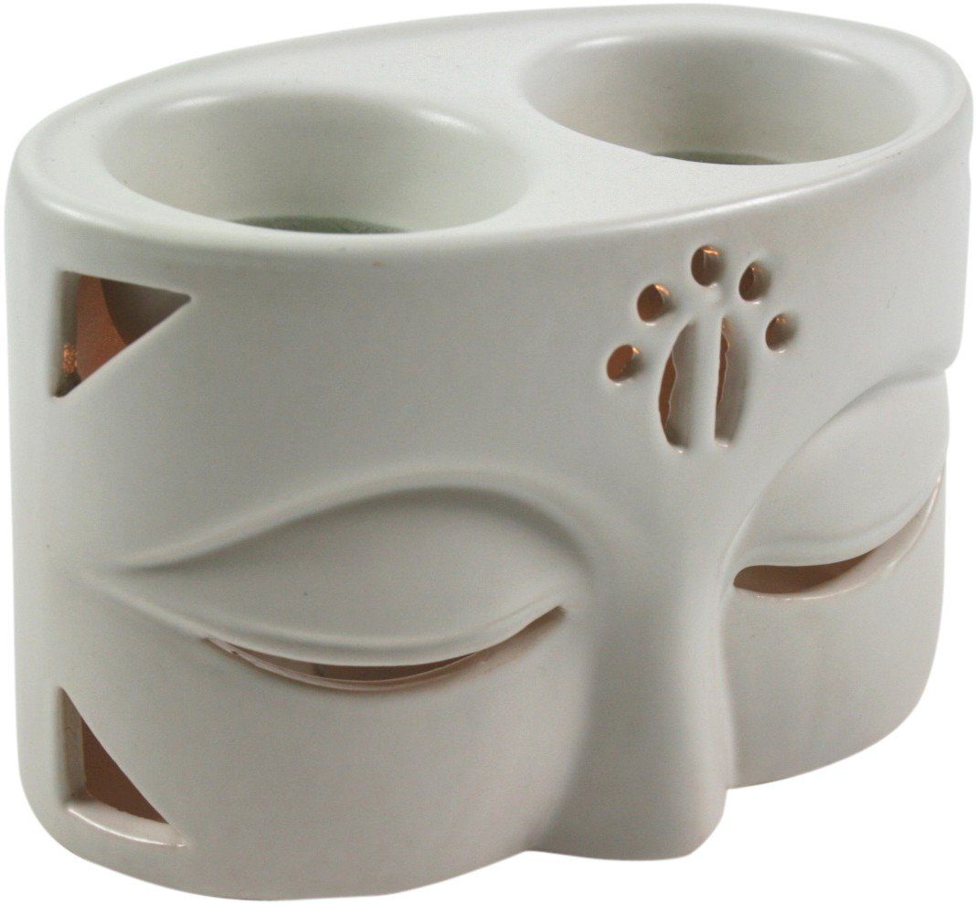 Guru-Shop Duftlampe Keramik Duftlampe - Buddha 2 weiß