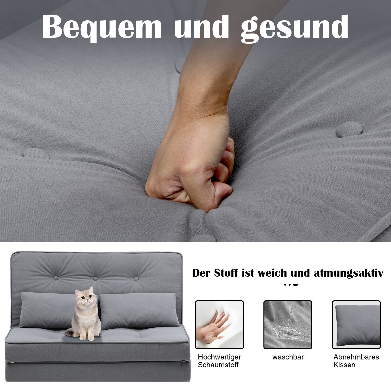 COMHOMA Kindersofa Schlafsofa Bodensofa Klappbar Bodensessel mit