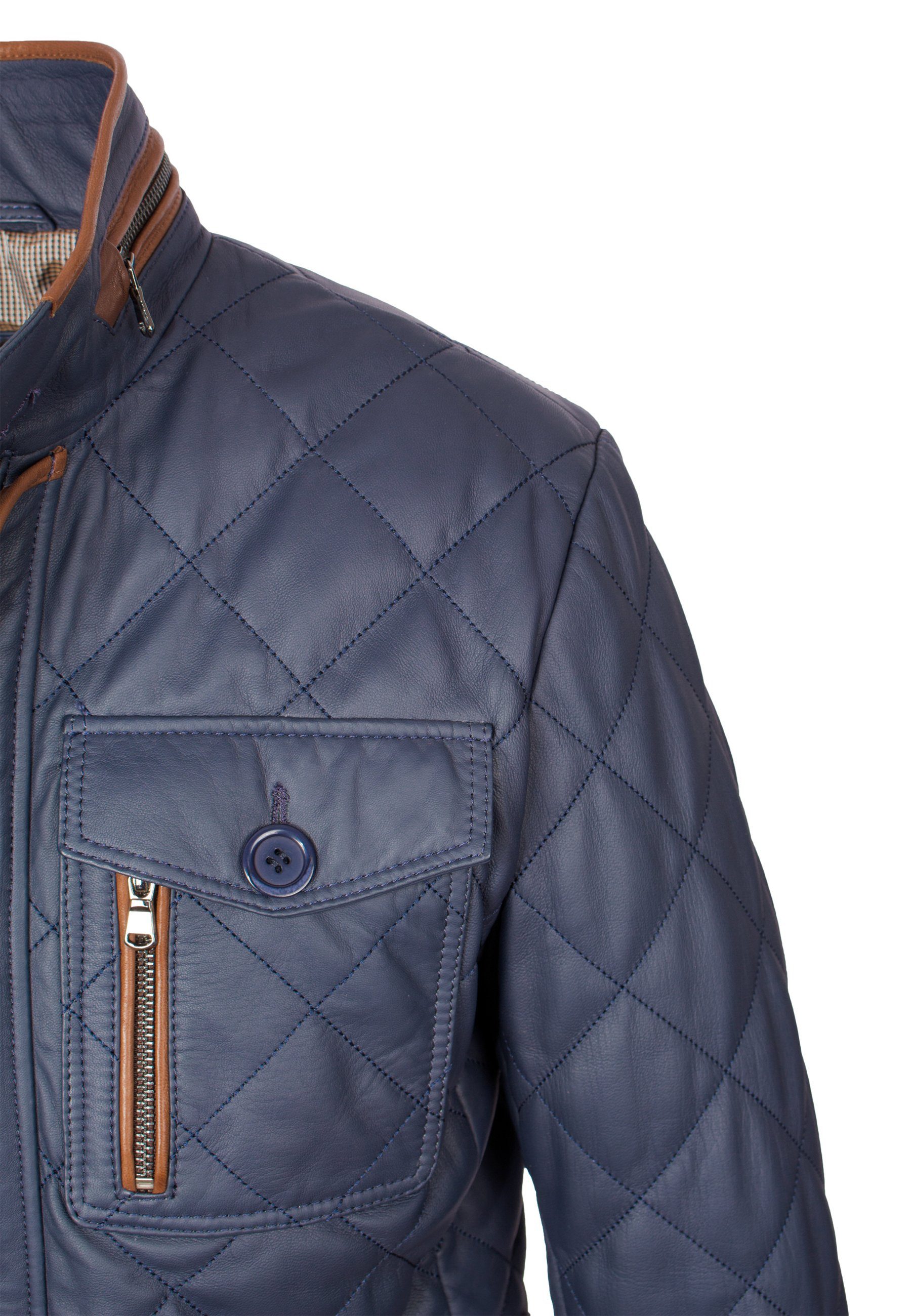 Lolus Lederjacke Clay Hochwertige und elegante Herren Stepp Lederjacke aus Lammnappa Leder