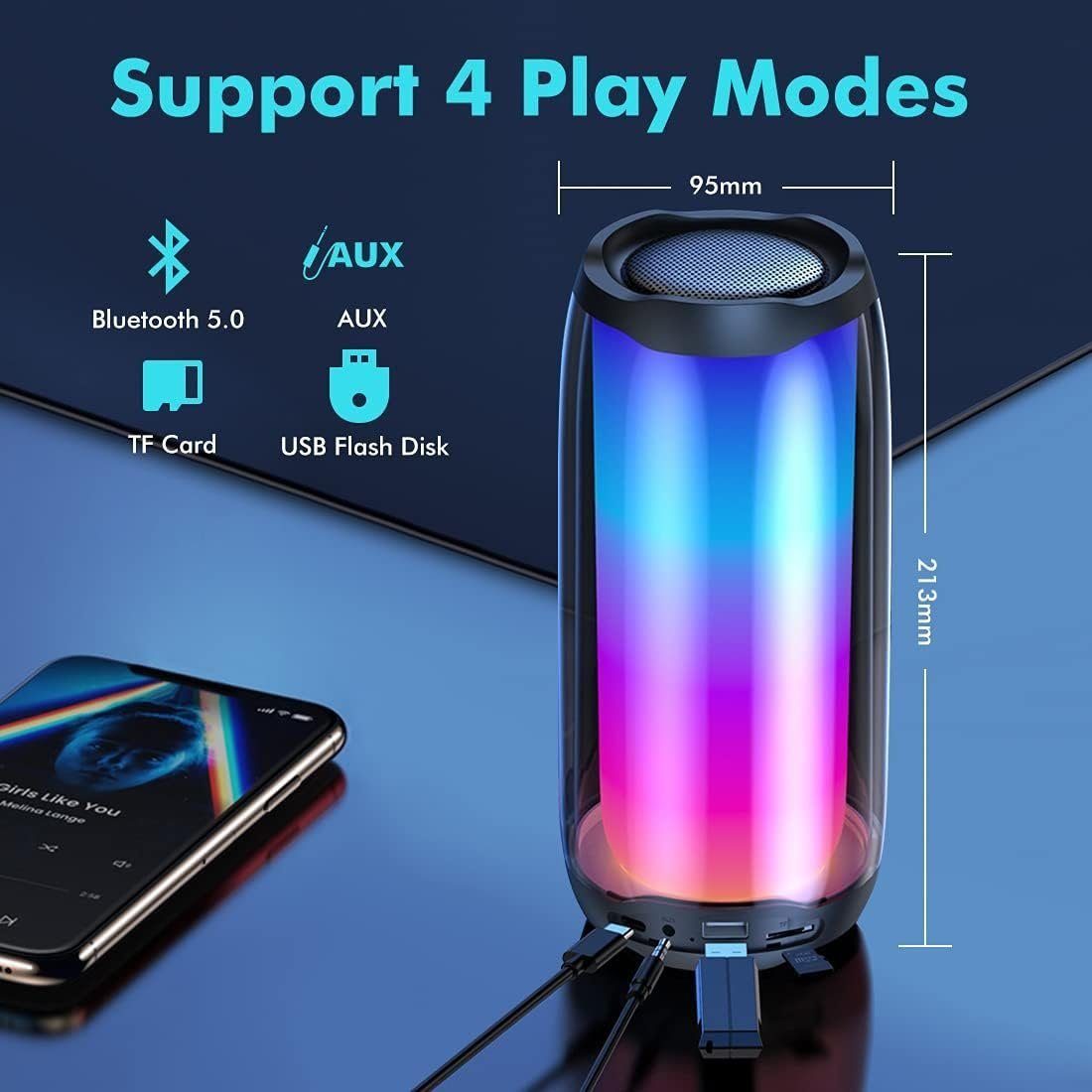Speaker,IPX5,Type Bluetooth-Lautsprecher DOPWii 5.0 mit Bluetooth C Beleuchtung 360° Lautsprecher