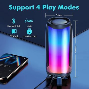 DOPWii Lautsprecher mit 360° Beleuchtung Bluetooth 5.0 Speaker,IPX5,Type C Bluetooth-Lautsprecher