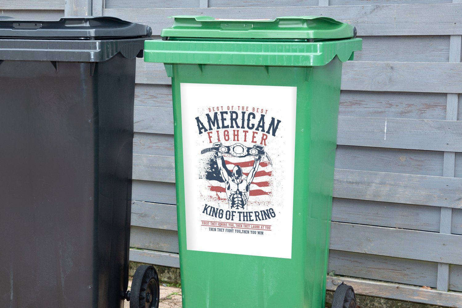 Sticker, Mancave - Vintage Mülltonne, Boxen - Wandsticker Abfalbehälter Mülleimer-aufkleber, - Kampfsport (1 St), Container, MuchoWow