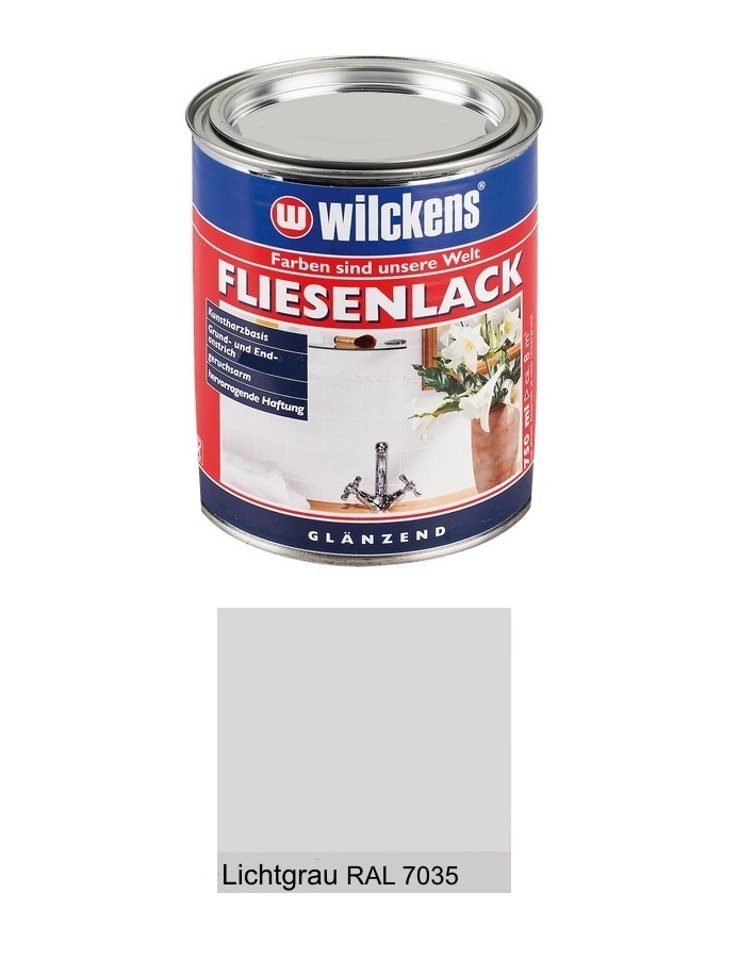 Wilckens Farben Fliesenlack 750 ml Fliesenlack, Lichtgrau RAL 7035 glänzend